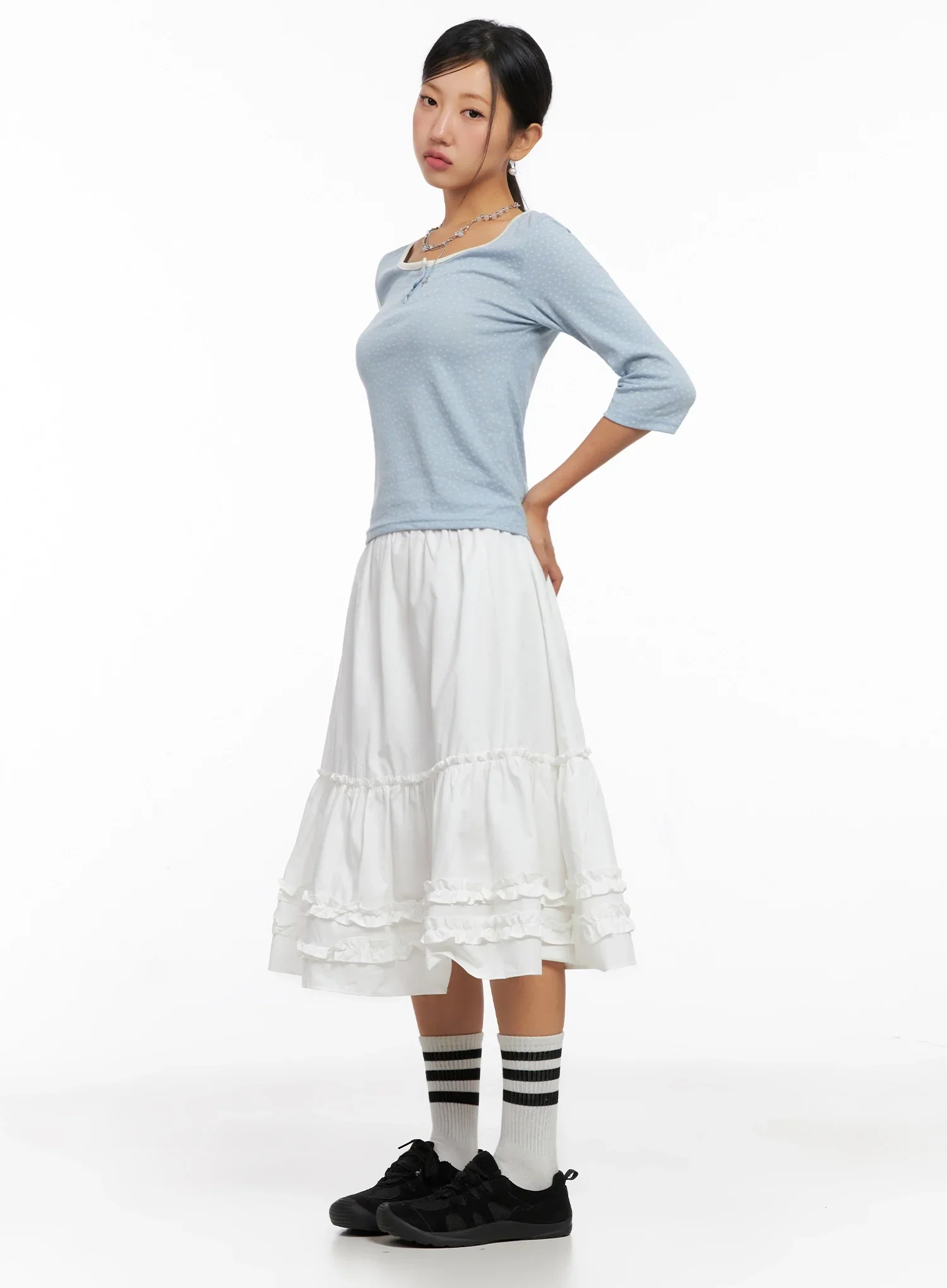 3/4 Sleeve Round Neck Tee IG527 - Image 8