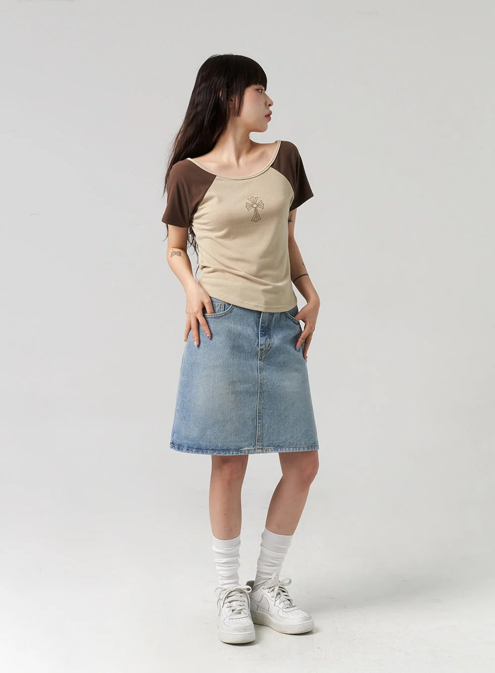 A-Line Denim Midi Skirt CL312 - Image 10