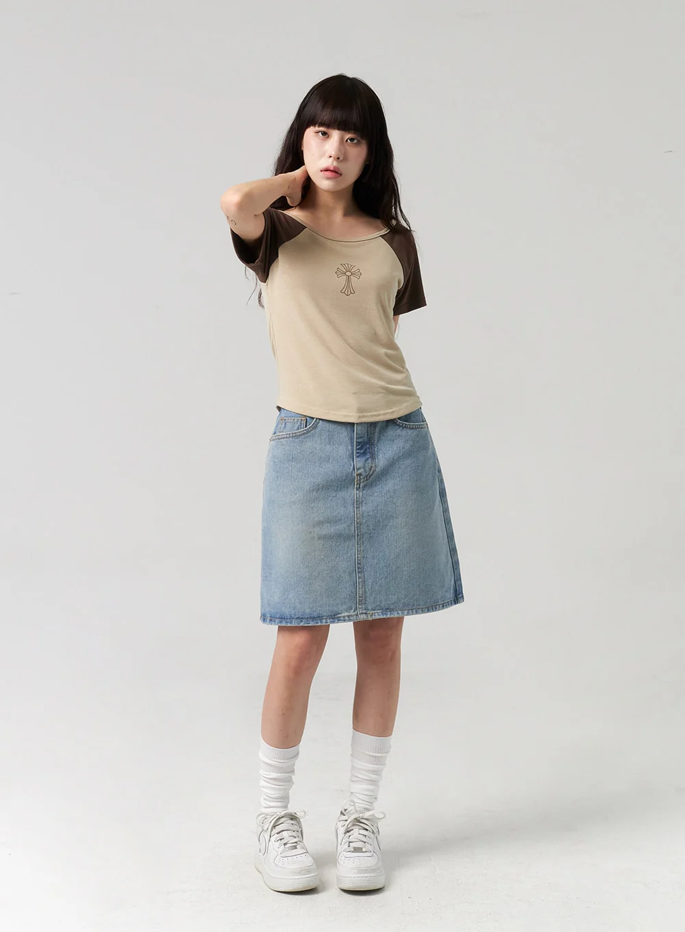 A-Line Denim Midi Skirt CL312 - Image 13