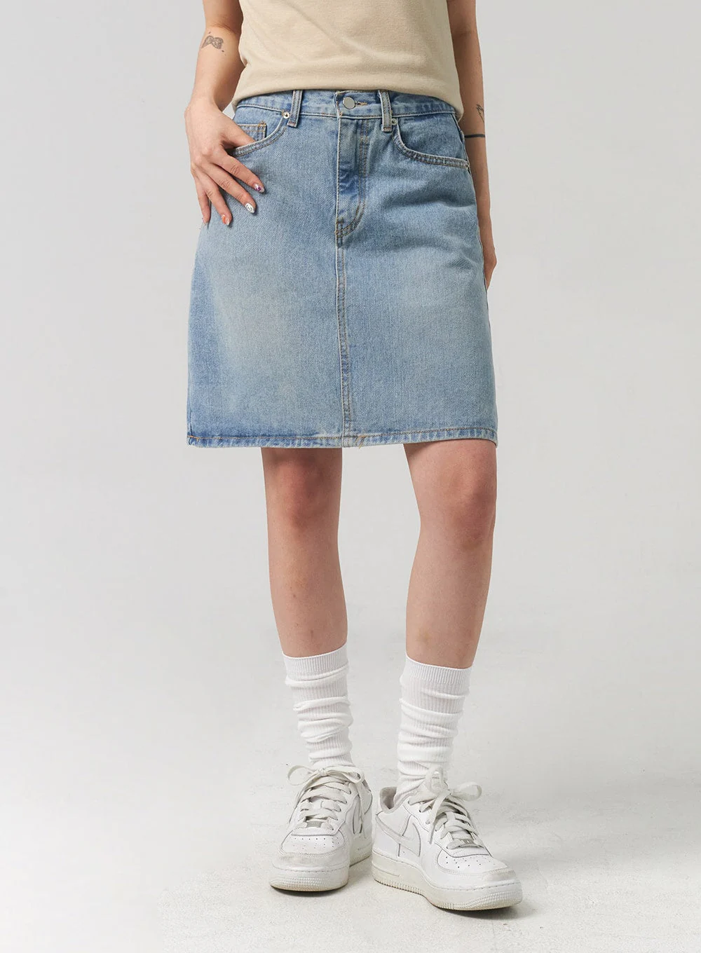 A-Line Denim Midi Skirt CL312 - Image 2