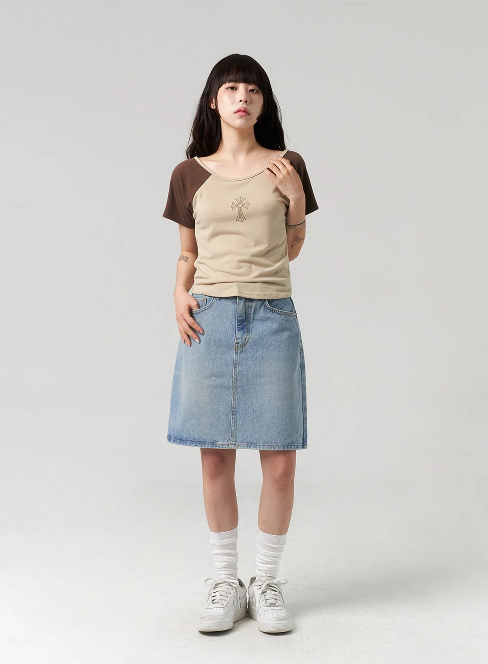 A-Line Denim Midi Skirt CL312 - Image 3