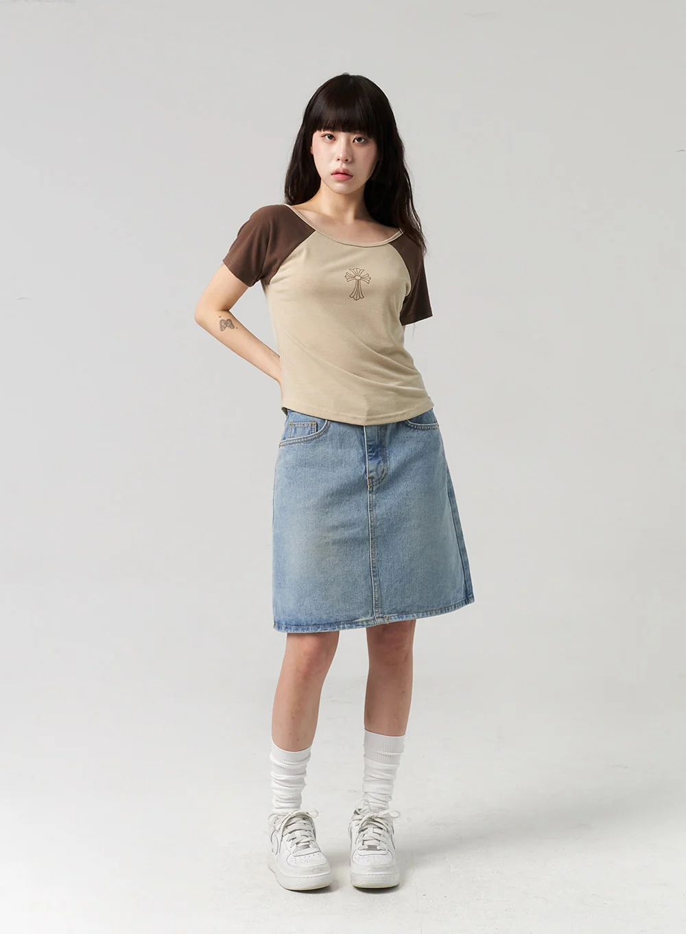 A-Line Denim Midi Skirt CL312 - Image 8