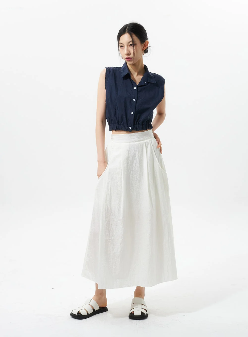 A-Line Nylon Maxi Skirt IU326 - Image 6