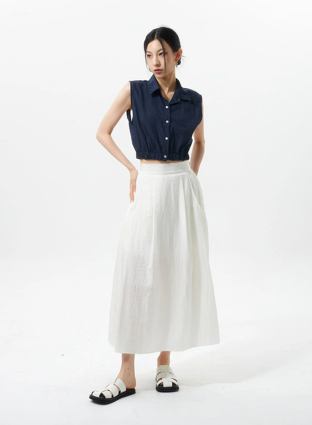 A-Line Nylon Maxi Skirt IU326 - Image 7