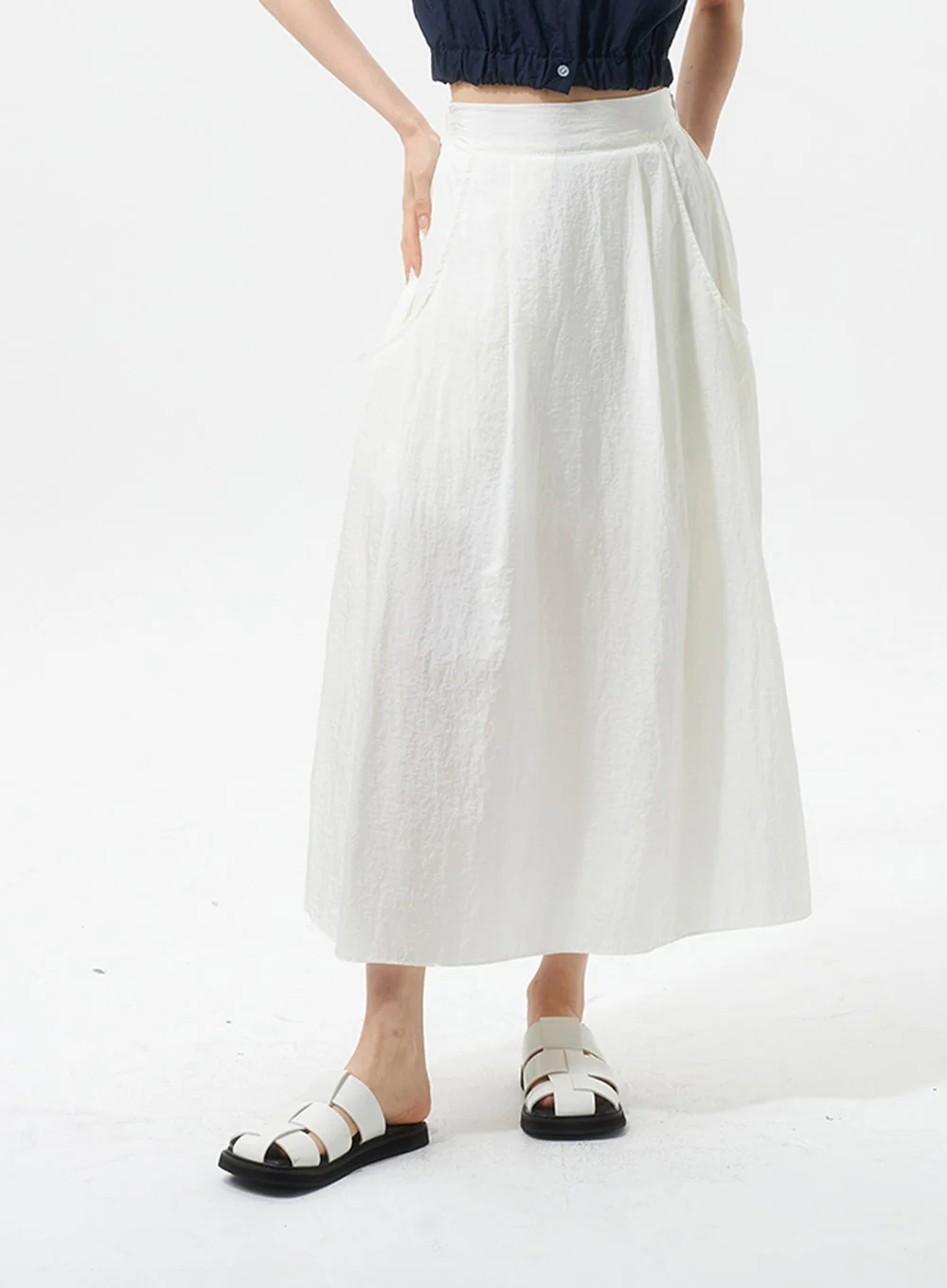 A-Line Nylon Maxi Skirt IU326 - Image 8