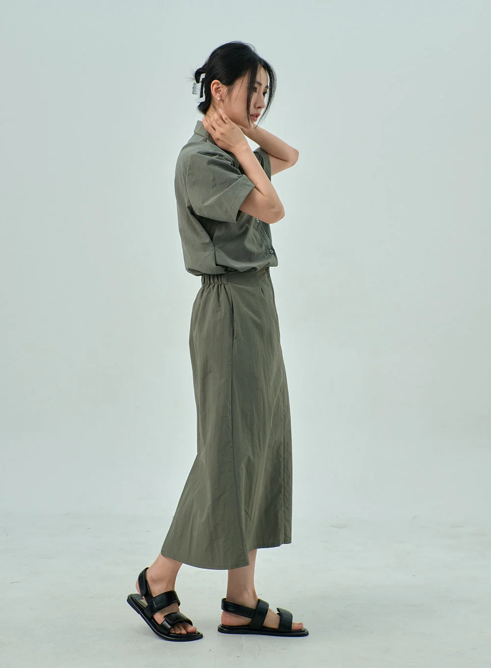 A-Line Nylon Maxi Skirt OY315 - Image 5
