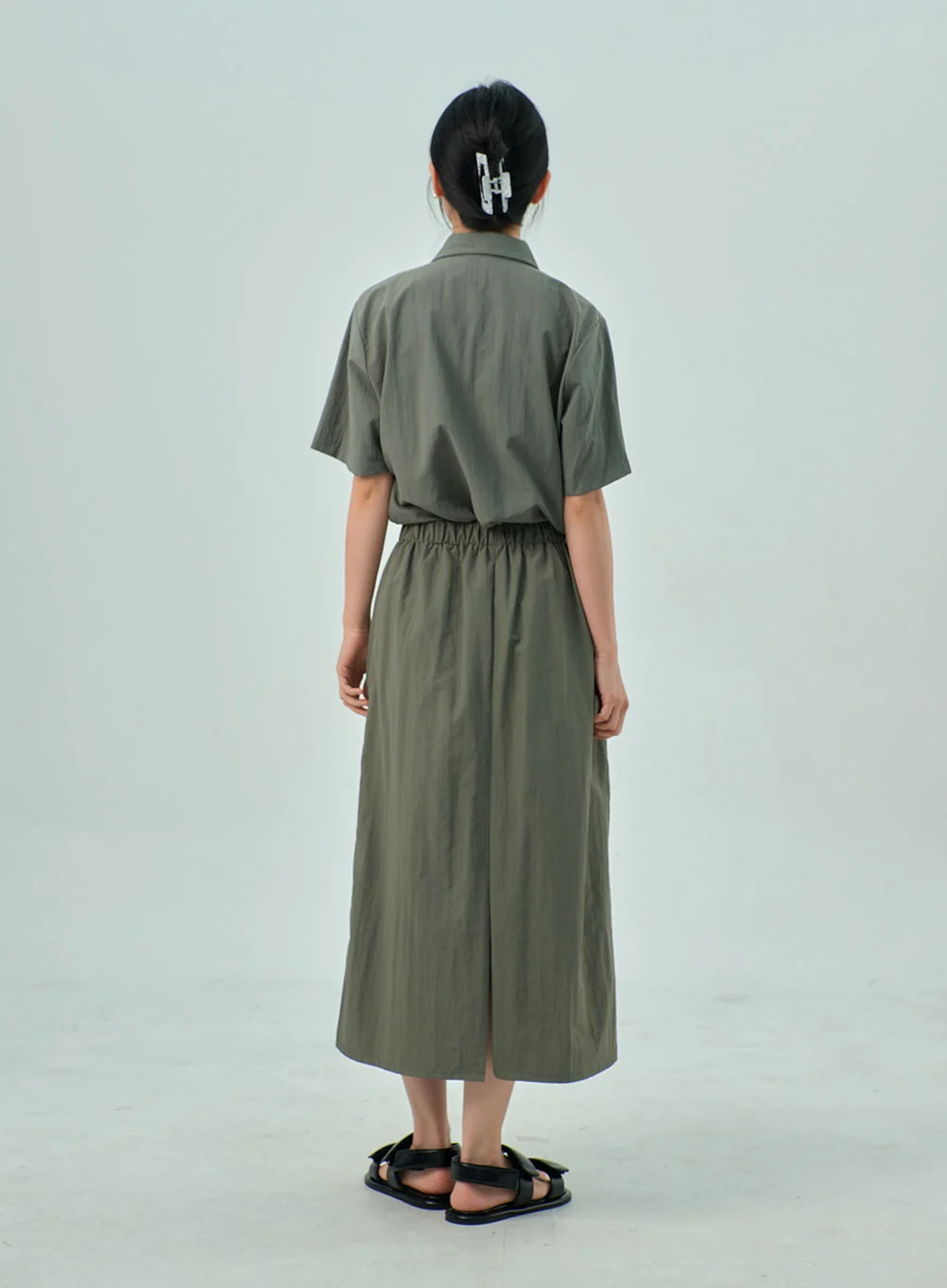 A-Line Nylon Maxi Skirt OY315 - Image 6