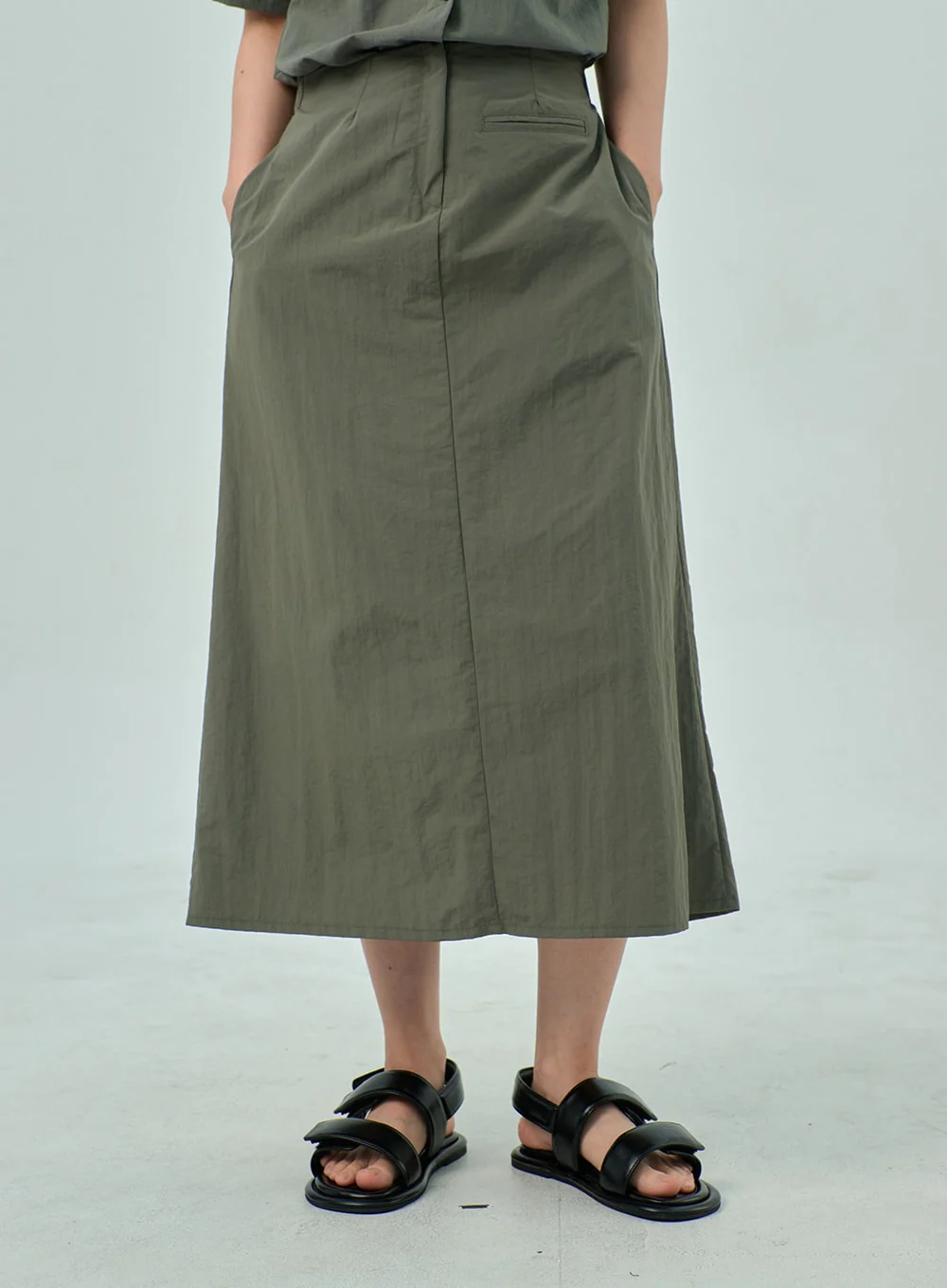 A-Line Nylon Maxi Skirt OY315 - Image 7