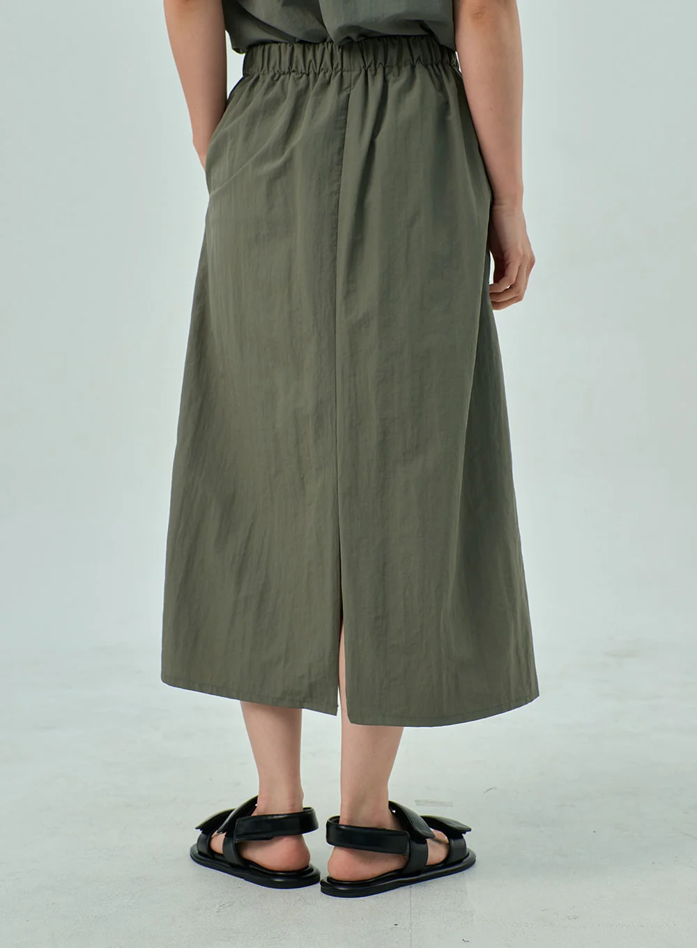 A-Line Nylon Maxi Skirt OY315 - Image 8