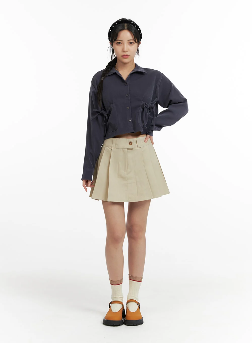 A-Line Pleated Mini Skirt OF422 - Image 3