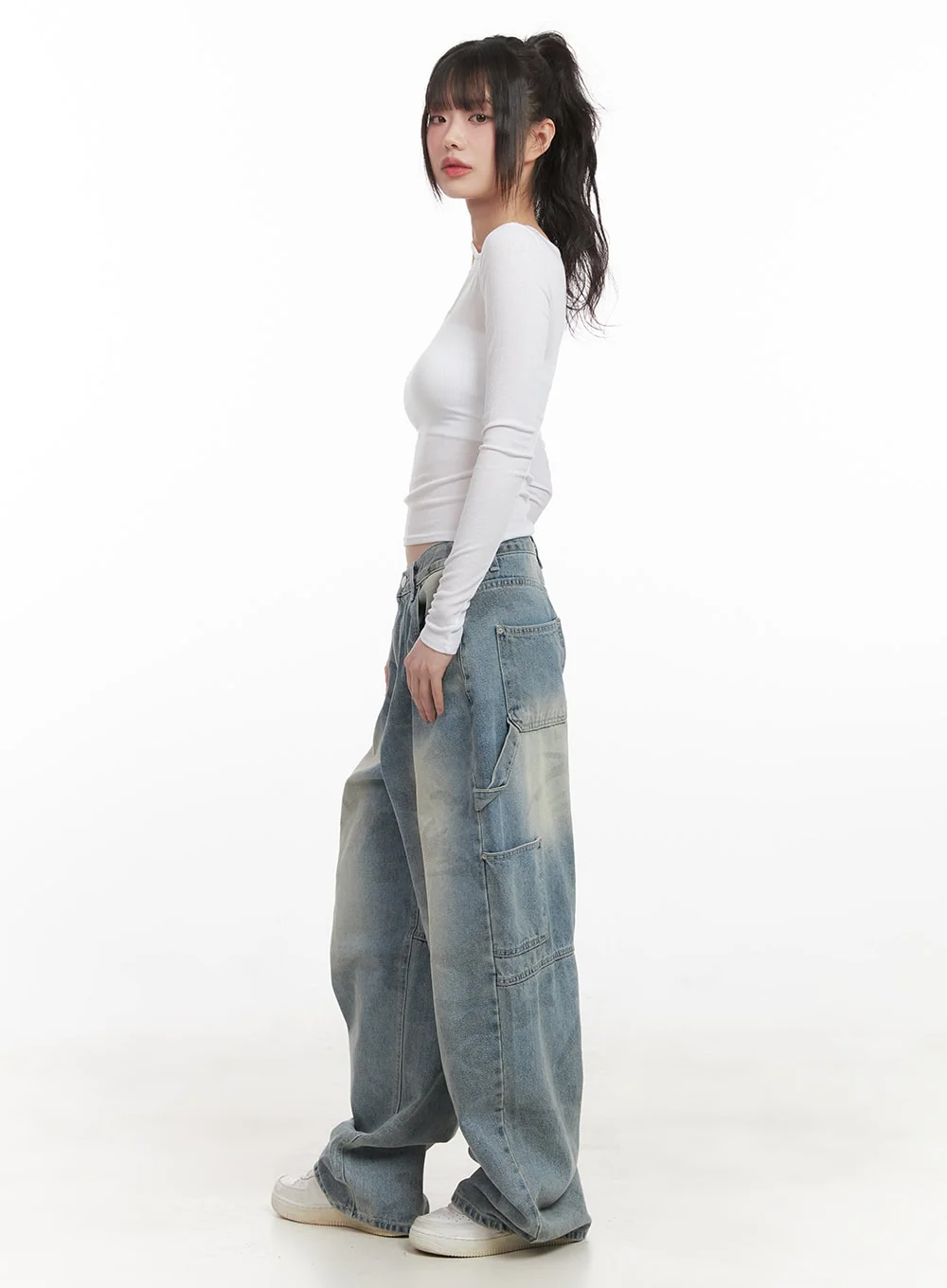 Abigail Camo-Print Carpenter Baggy Jeans CJ528 - Image 6