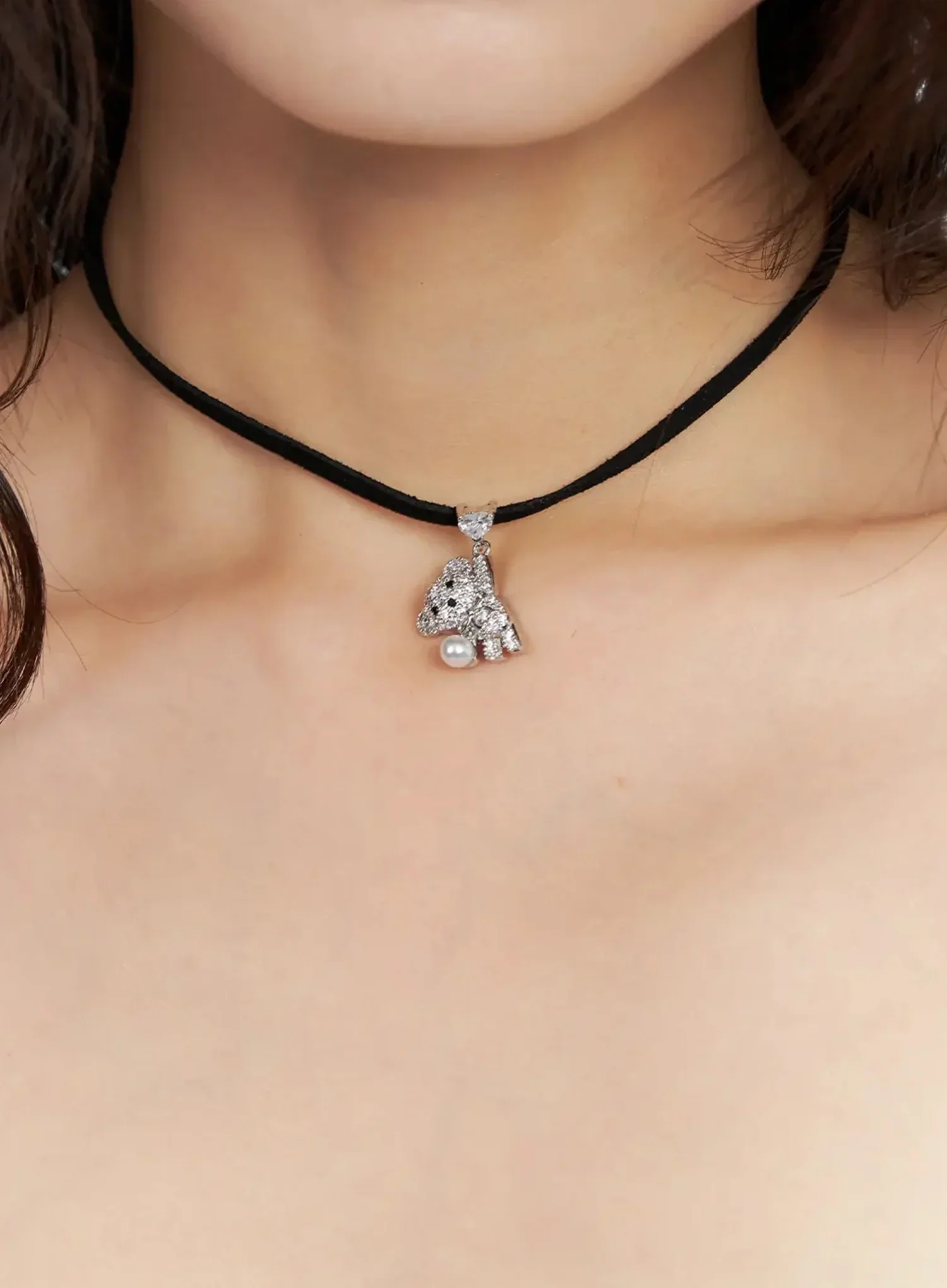[ACC] Onkapo Teddy with a Ball Black Cord Necklace IG507