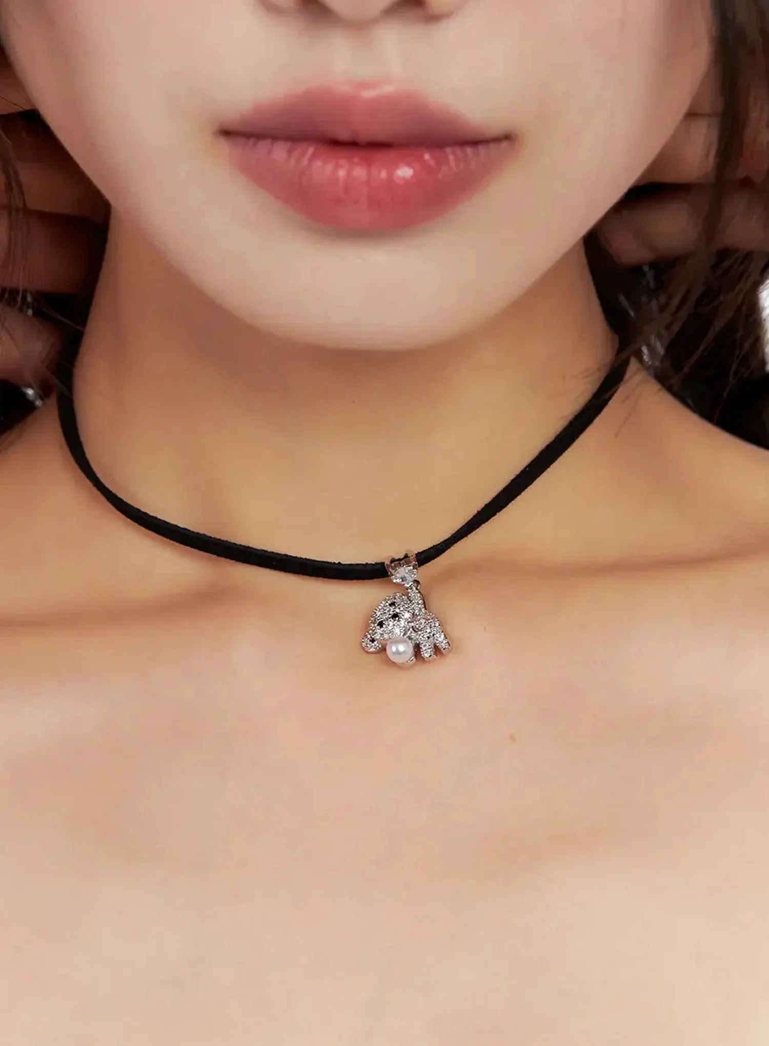 [ACC] Onkapo Teddy with a Ball Black Cord Necklace IG507 - Image 7