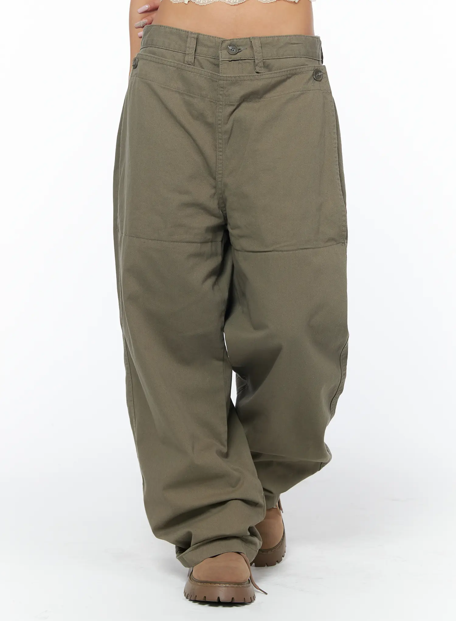 Adjustable Wide Leg Cargo Pants CA516