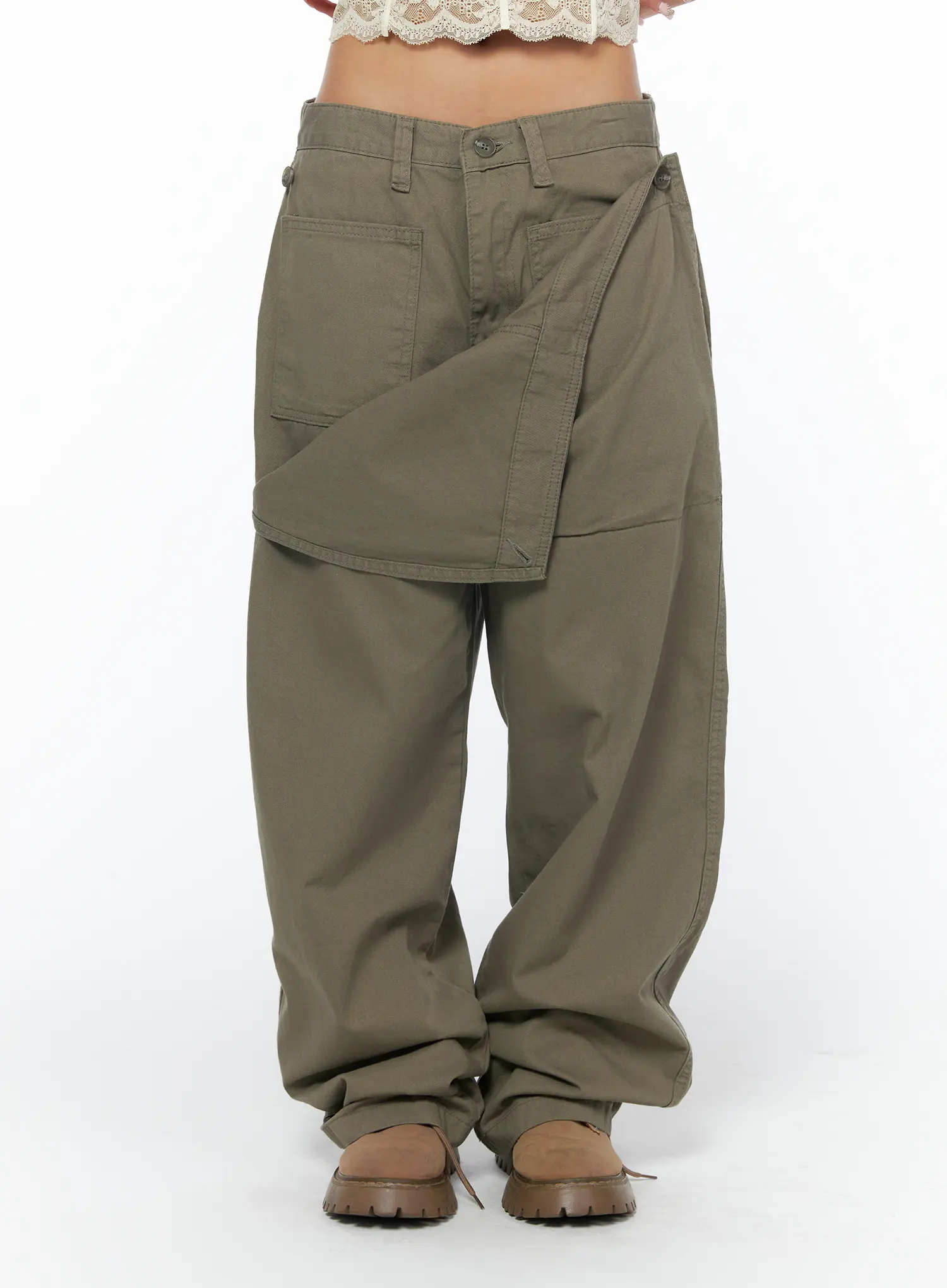 Adjustable Wide Leg Cargo Pants CA516 - Image 12