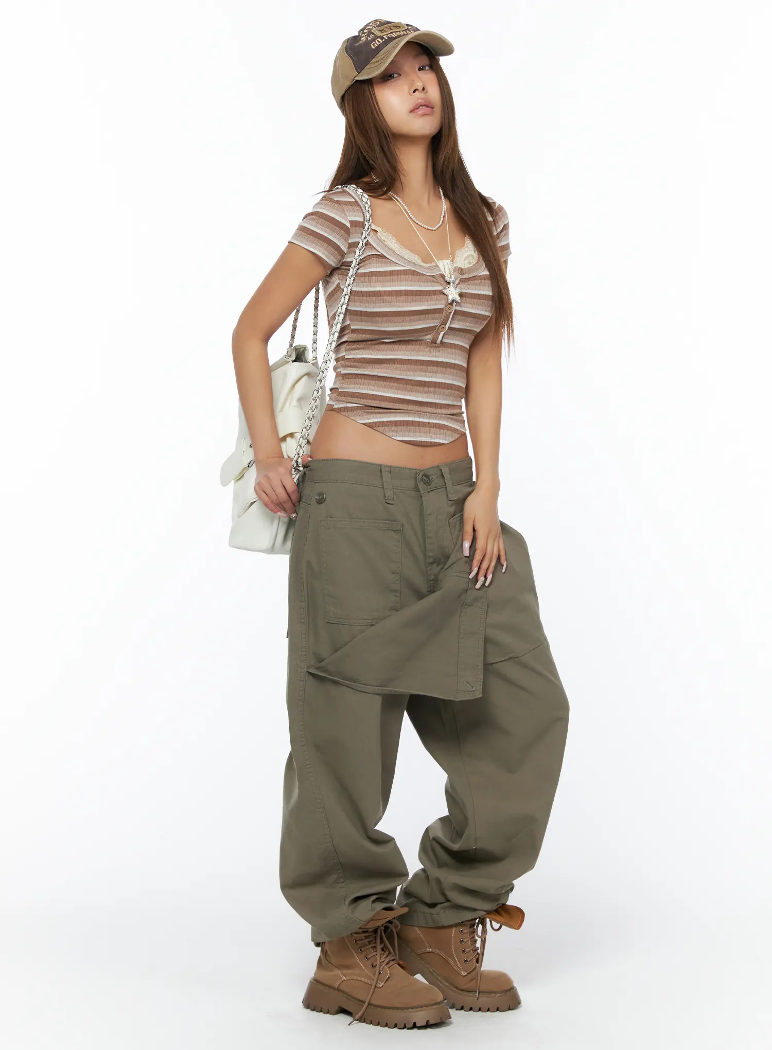 Adjustable Wide Leg Cargo Pants CA516 - Image 8