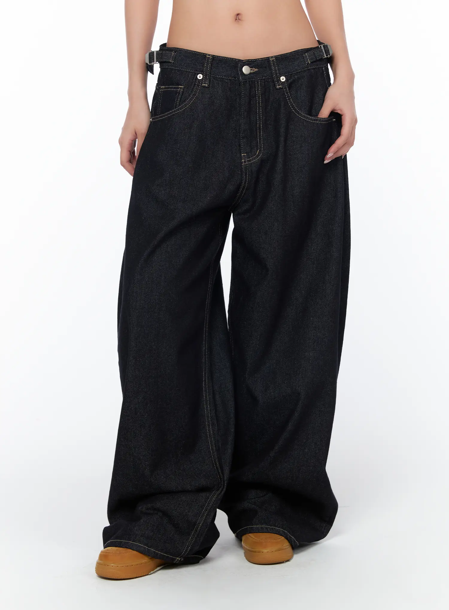 Aitana Eco Print Wide Leg Raw Denim Jeans CA515 - Image 10