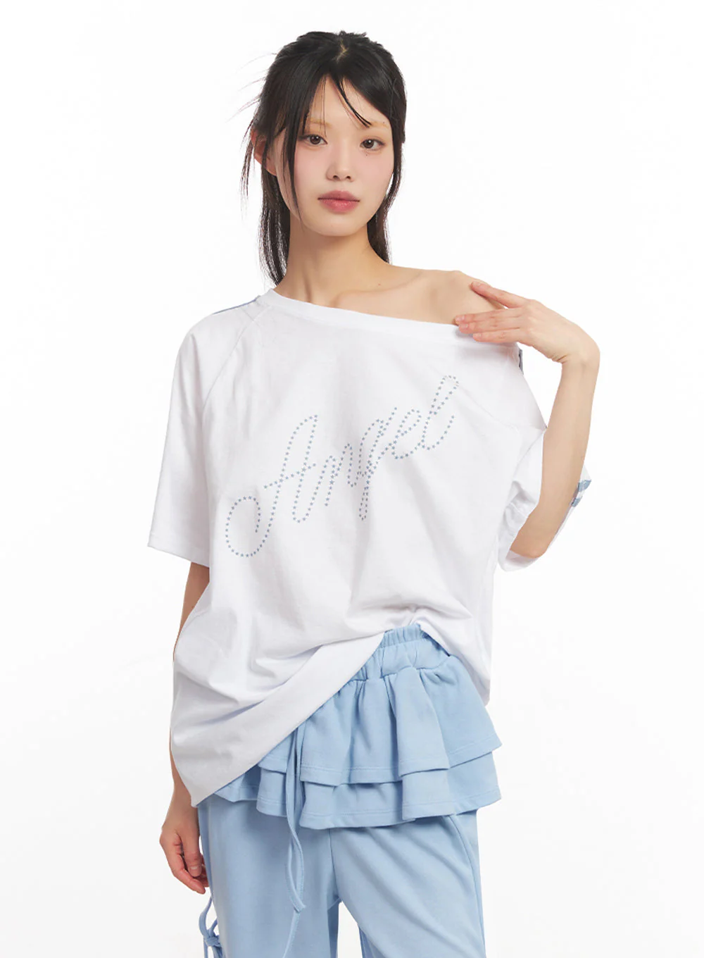 Angel One-Shoulder Stripe T-Shirt IY502 - Image 15