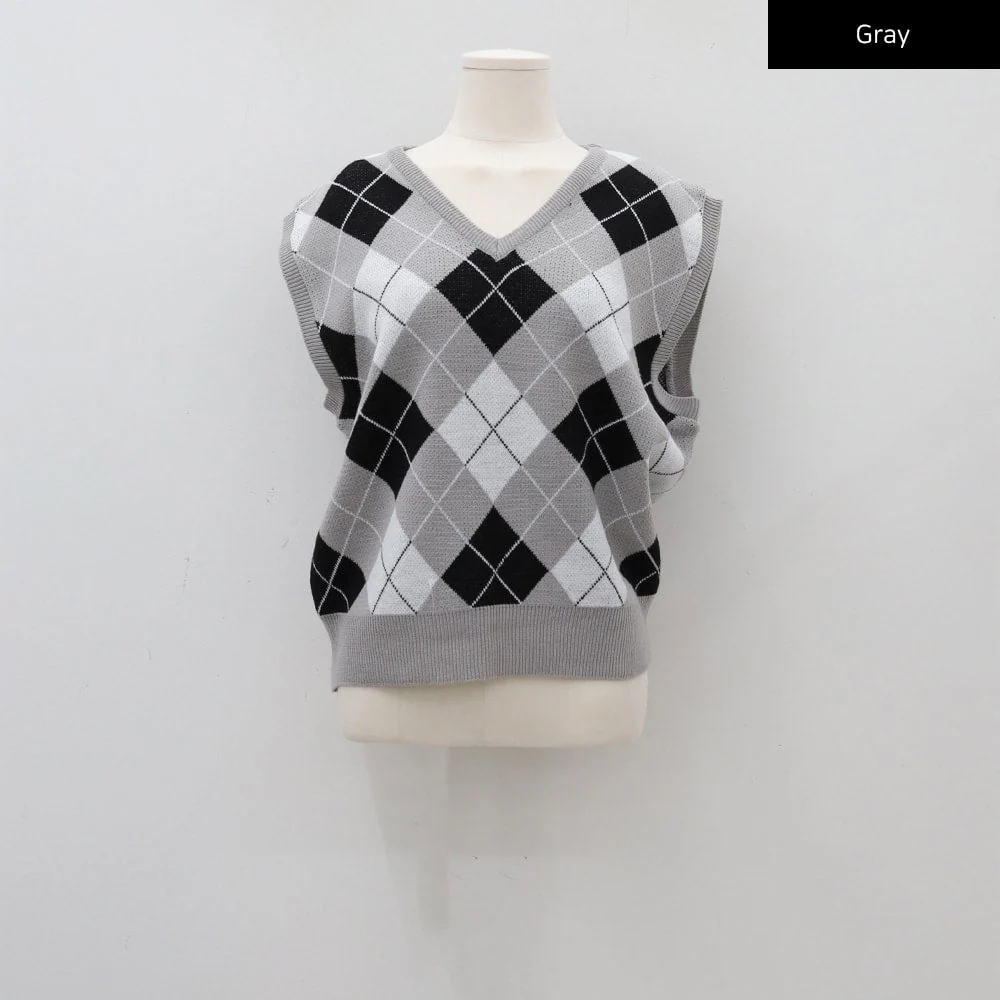 Argyle Pattern Vest C1703 - Image 16