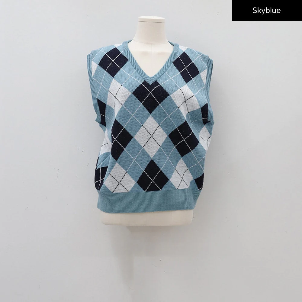 Argyle Pattern Vest C1703 - Image 21