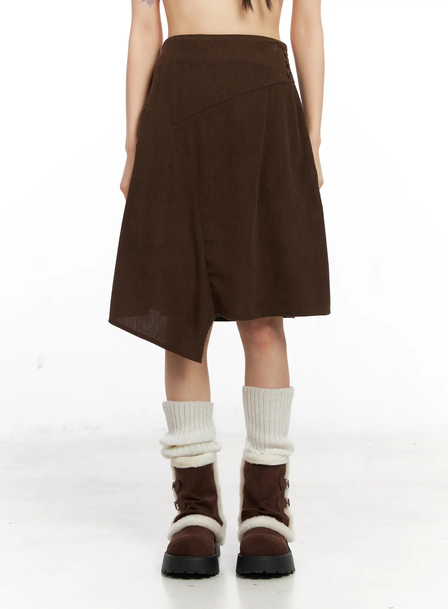 Asymmetric Button Midi Skirt CN521 - Image 10