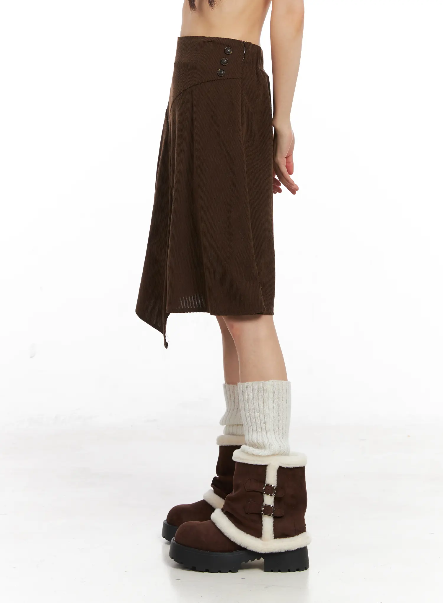 Asymmetric Button Midi Skirt CN521 - Image 6