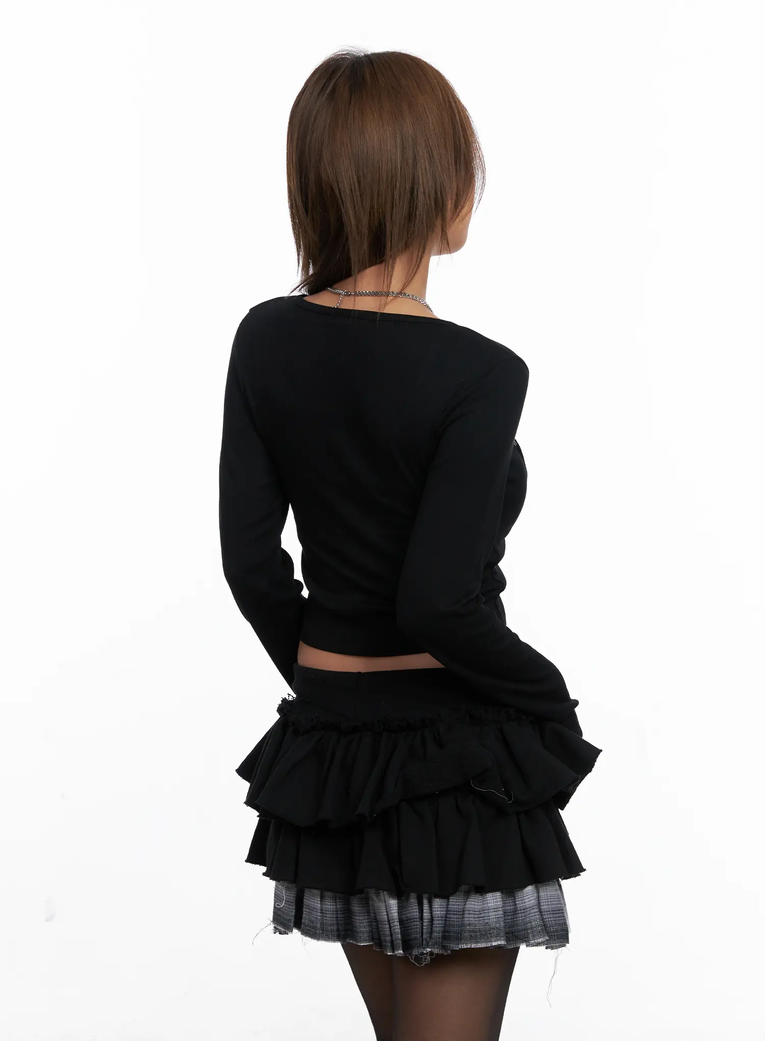 Asymmetric Button Ribbed Crop Top CS524 - Image 7