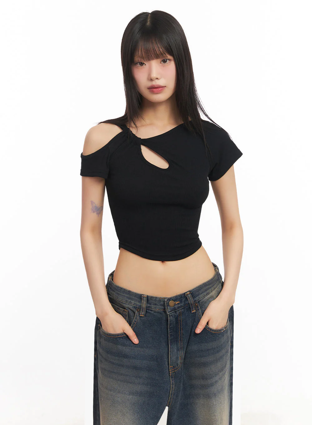 Asymmetric Cut-Out Crop Top IY502 - Image 11