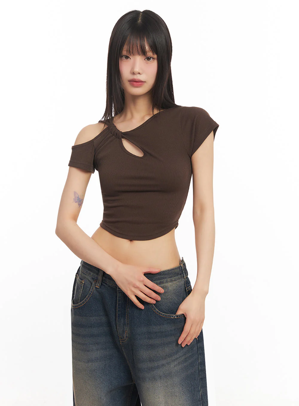 Asymmetric Cut-Out Crop Top IY502 - Image 16