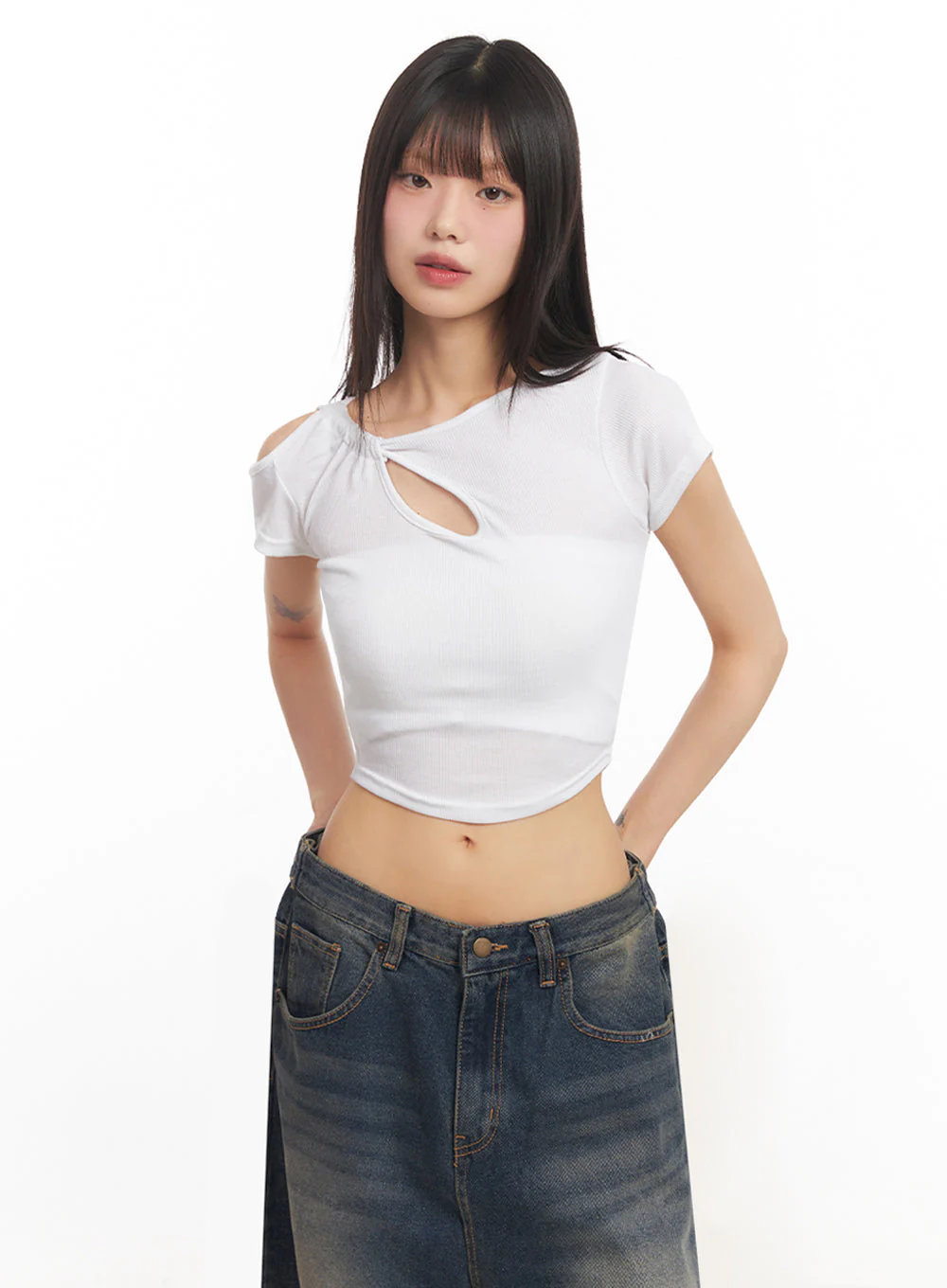 Asymmetric Cut-Out Crop Top IY502 - Image 17
