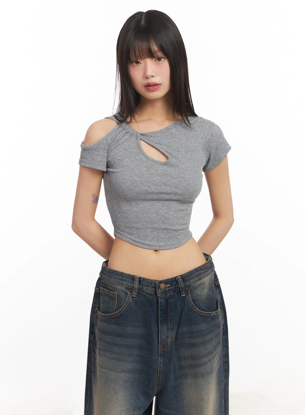 Asymmetric Cut-Out Crop Top IY502 - Image 7