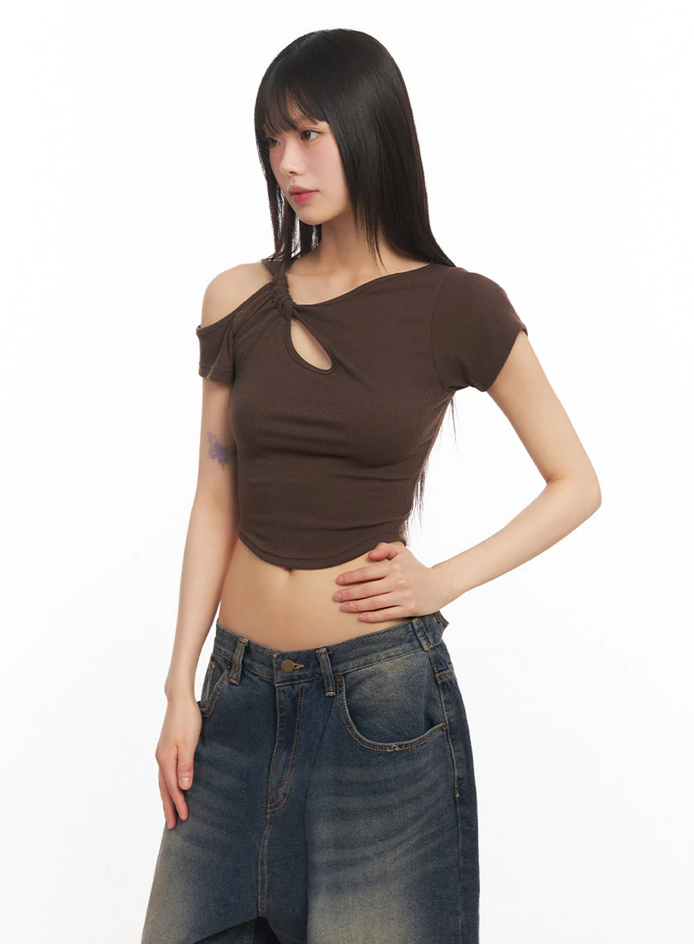Asymmetric Cut-Out Crop Top IY502 - Image 9