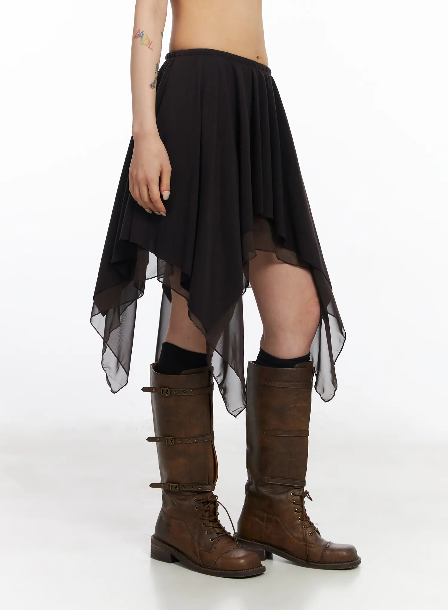 Asymmetric Flare Chiffon Midi Skirt CJ523 - Image 4