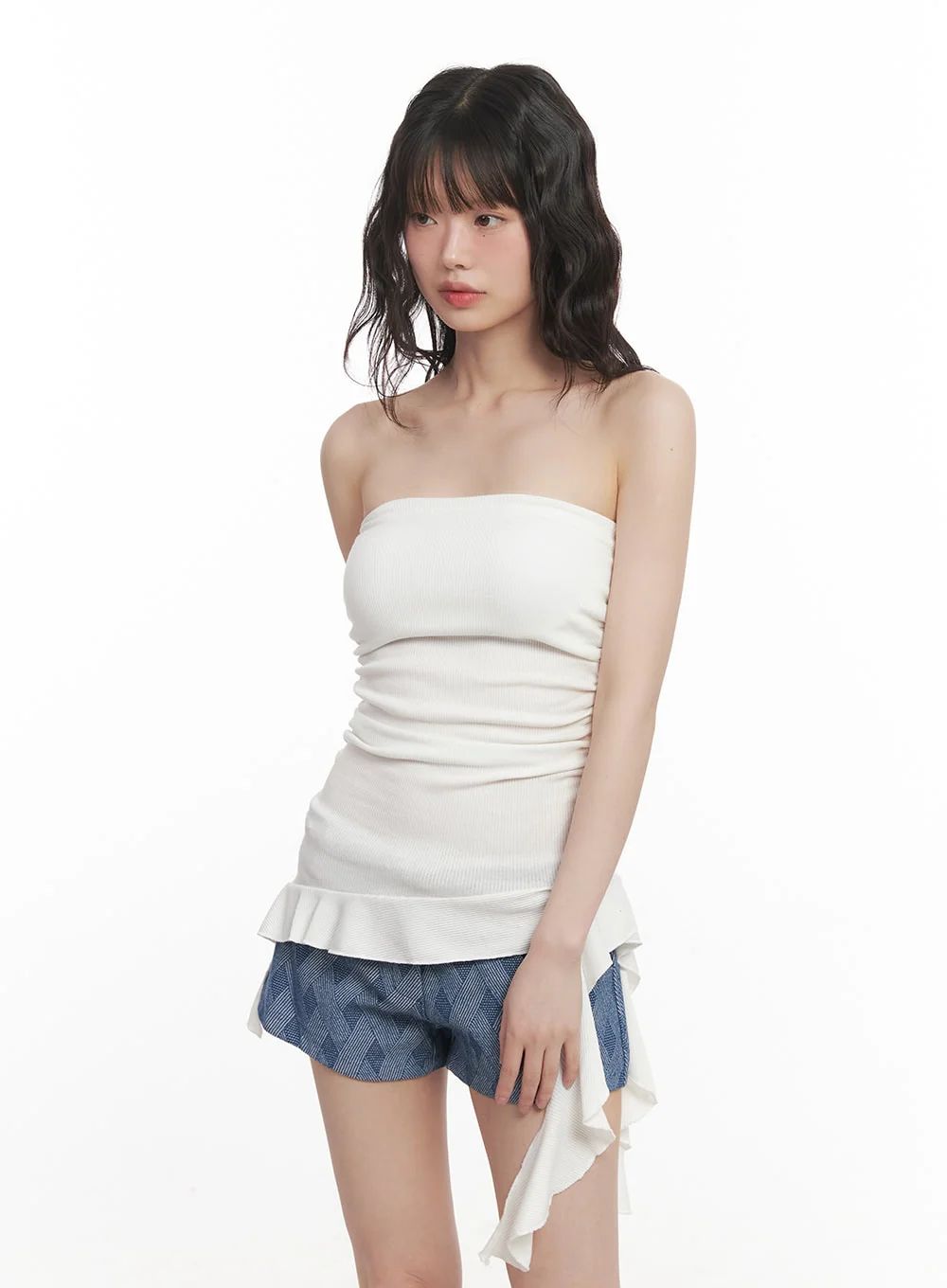 Asymmetric Frill Tube Top CM520 - Image 4
