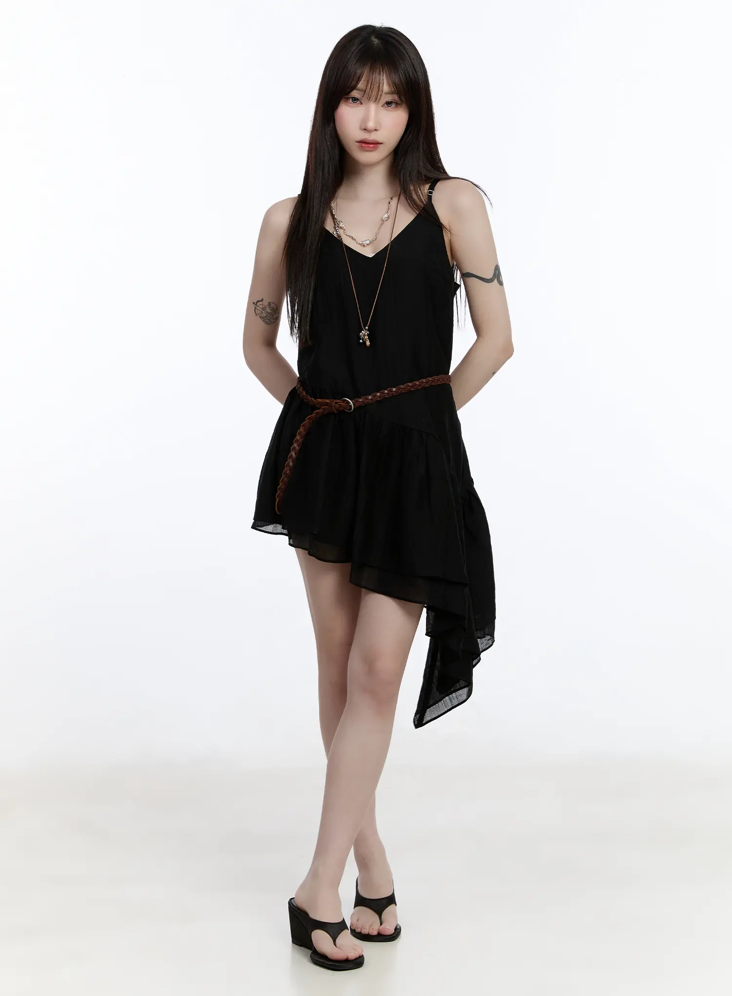 Asymmetric Hem Chiffon Mini Dress CA501