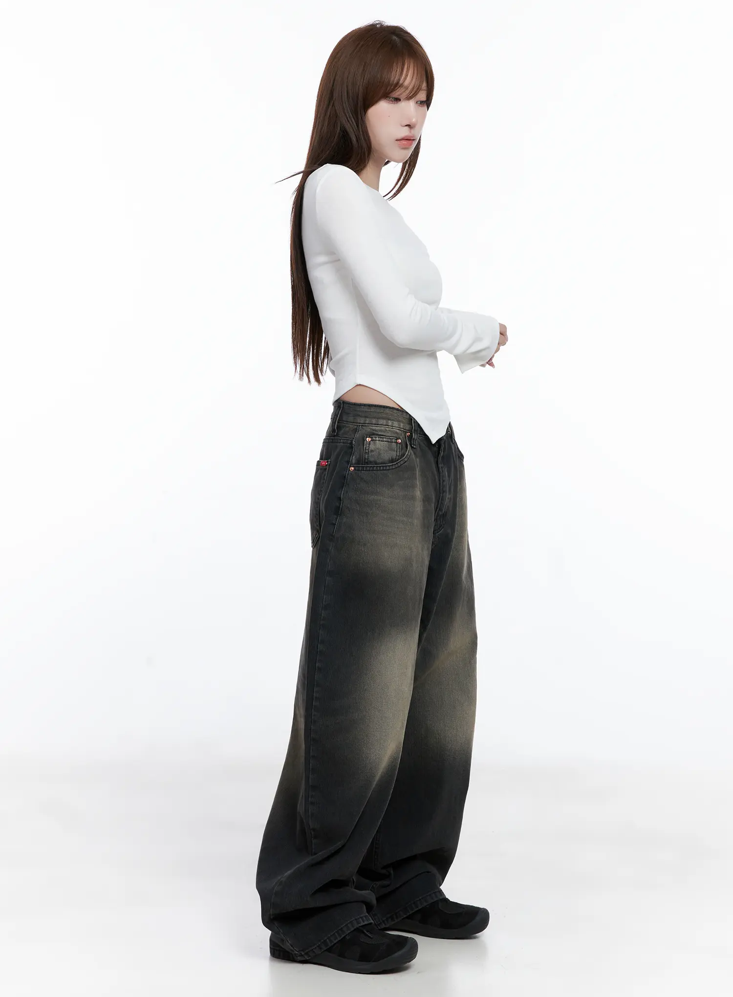 Asymmetric Hem Long Sleeve Top CG529 - Image 6