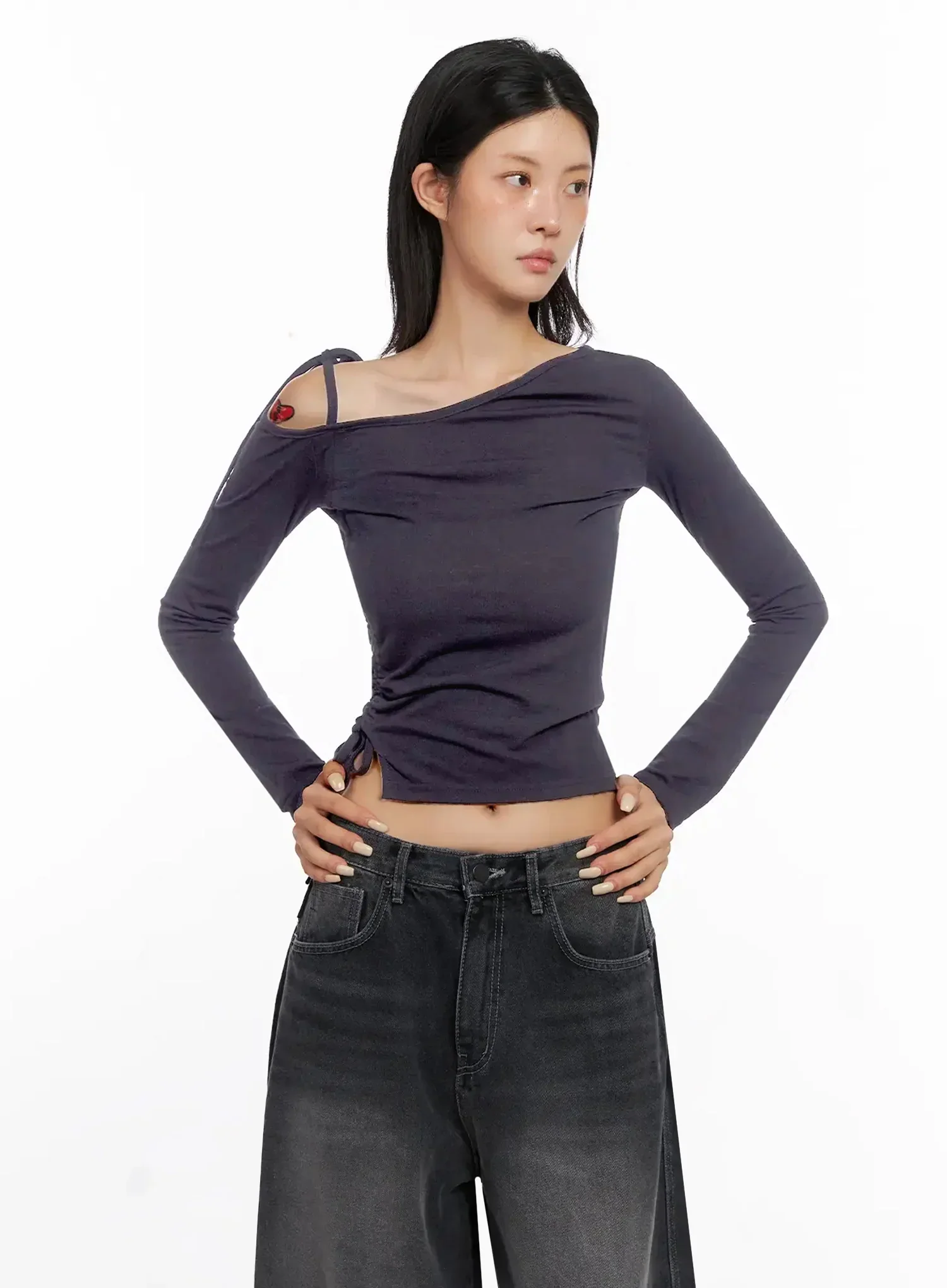 Asymmetric Off-Shoulder Long Sleeve Top IS515 - Image 12