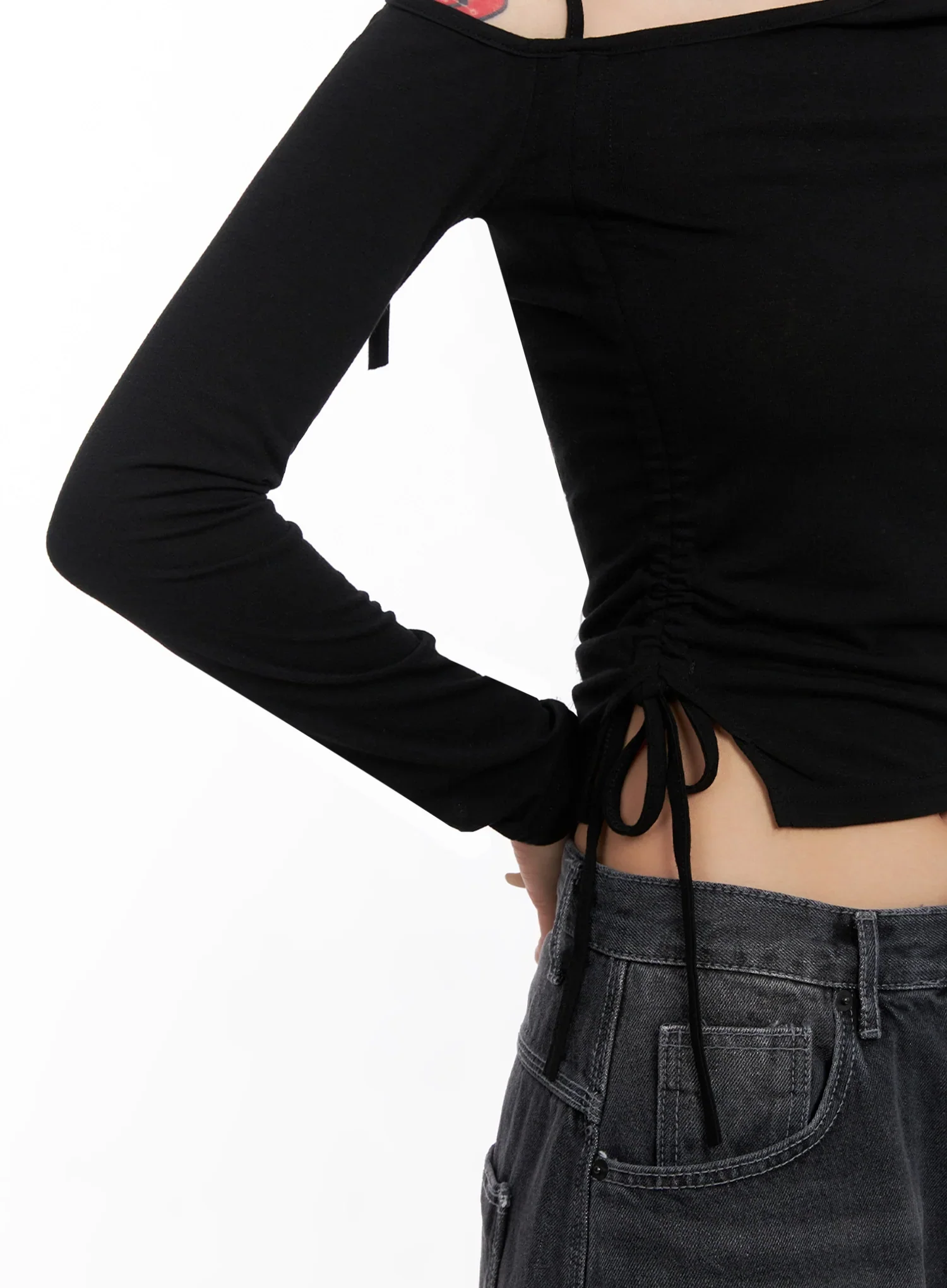 Asymmetric Off-Shoulder Long Sleeve Top IS515 - Image 6
