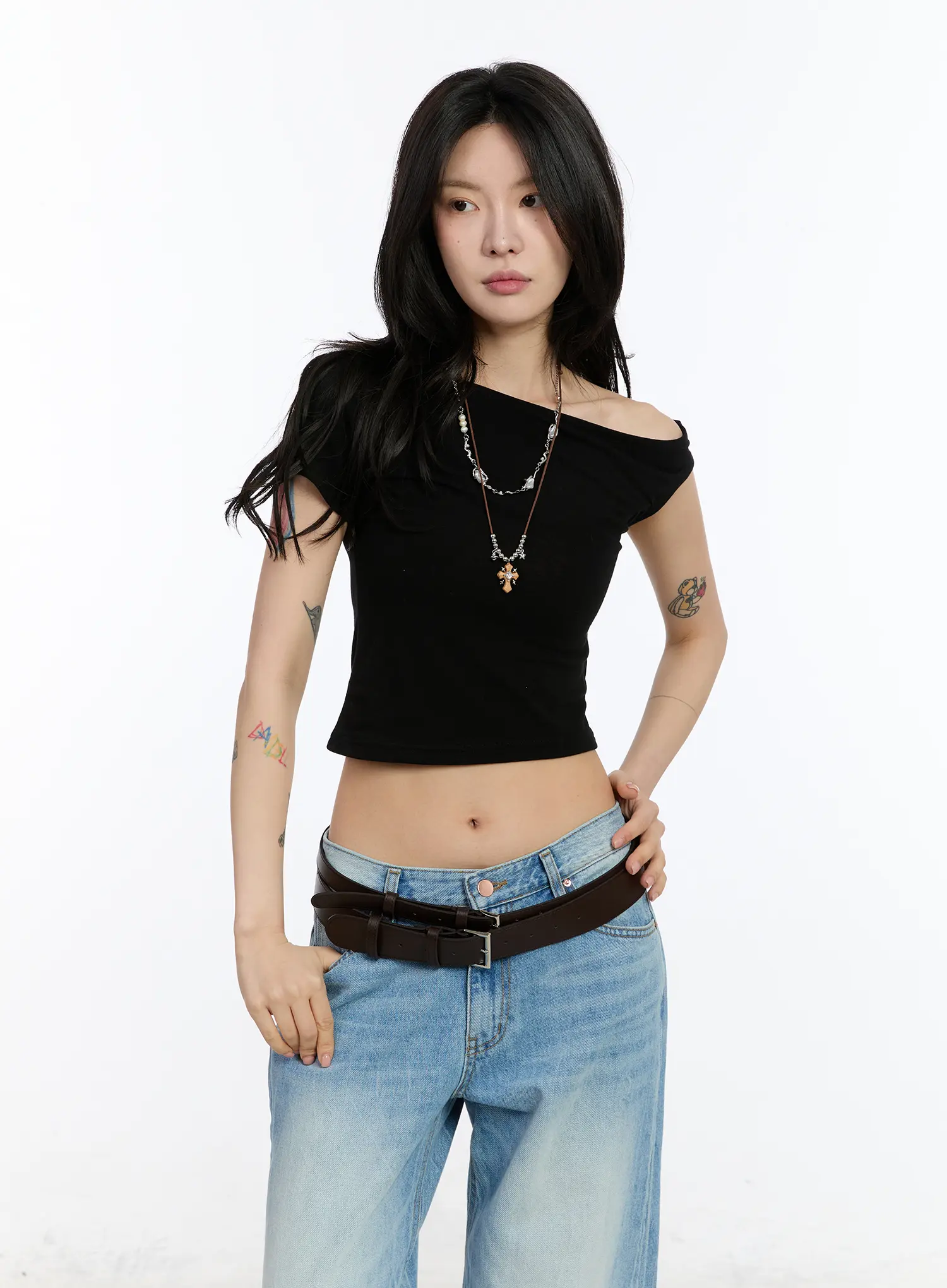 Asymmetric Off-Shoulder Tee CA508 - Image 2