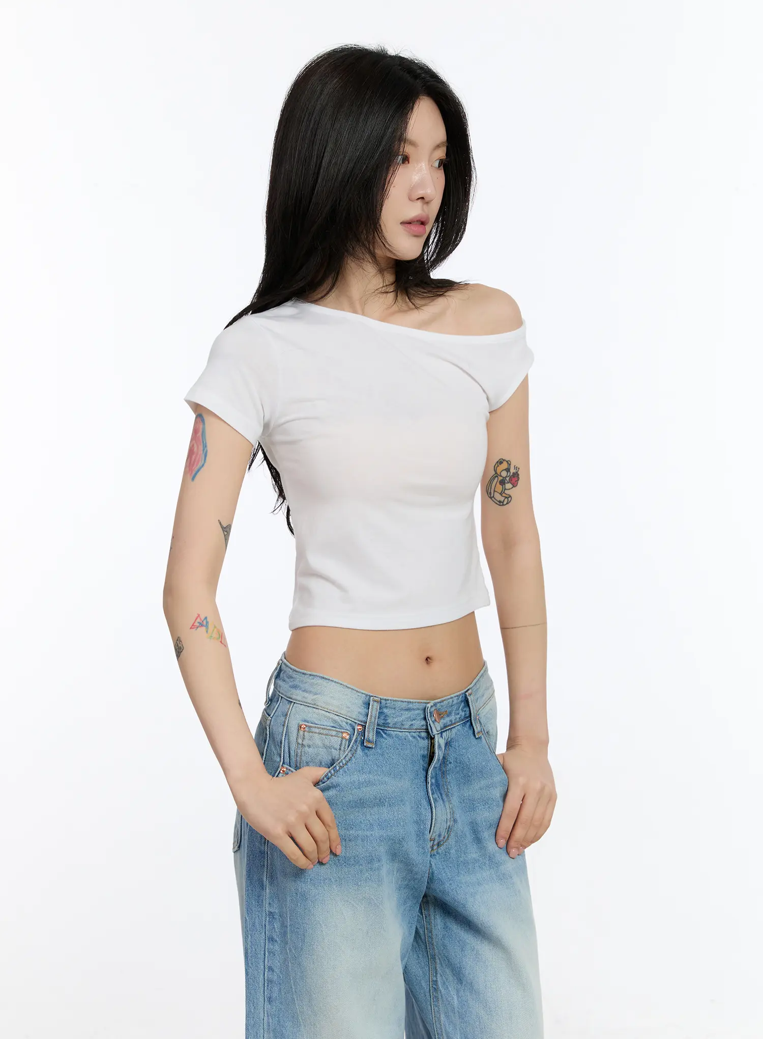 Asymmetric Off-Shoulder Tee CA508 - Image 7