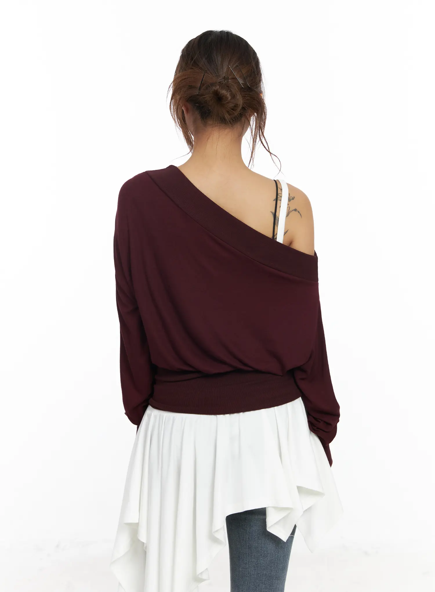 Asymmetric One-Shoulder Long Sleeve Top CF513 - Image 10