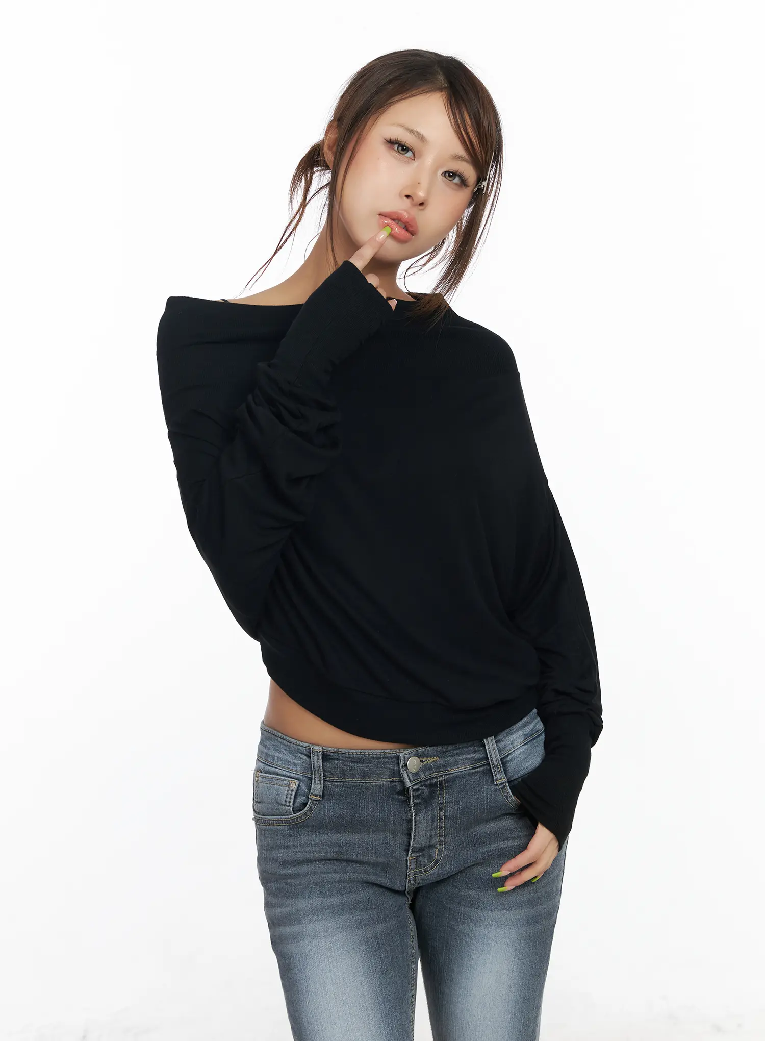 Asymmetric One-Shoulder Long Sleeve Top CF513 - Image 2