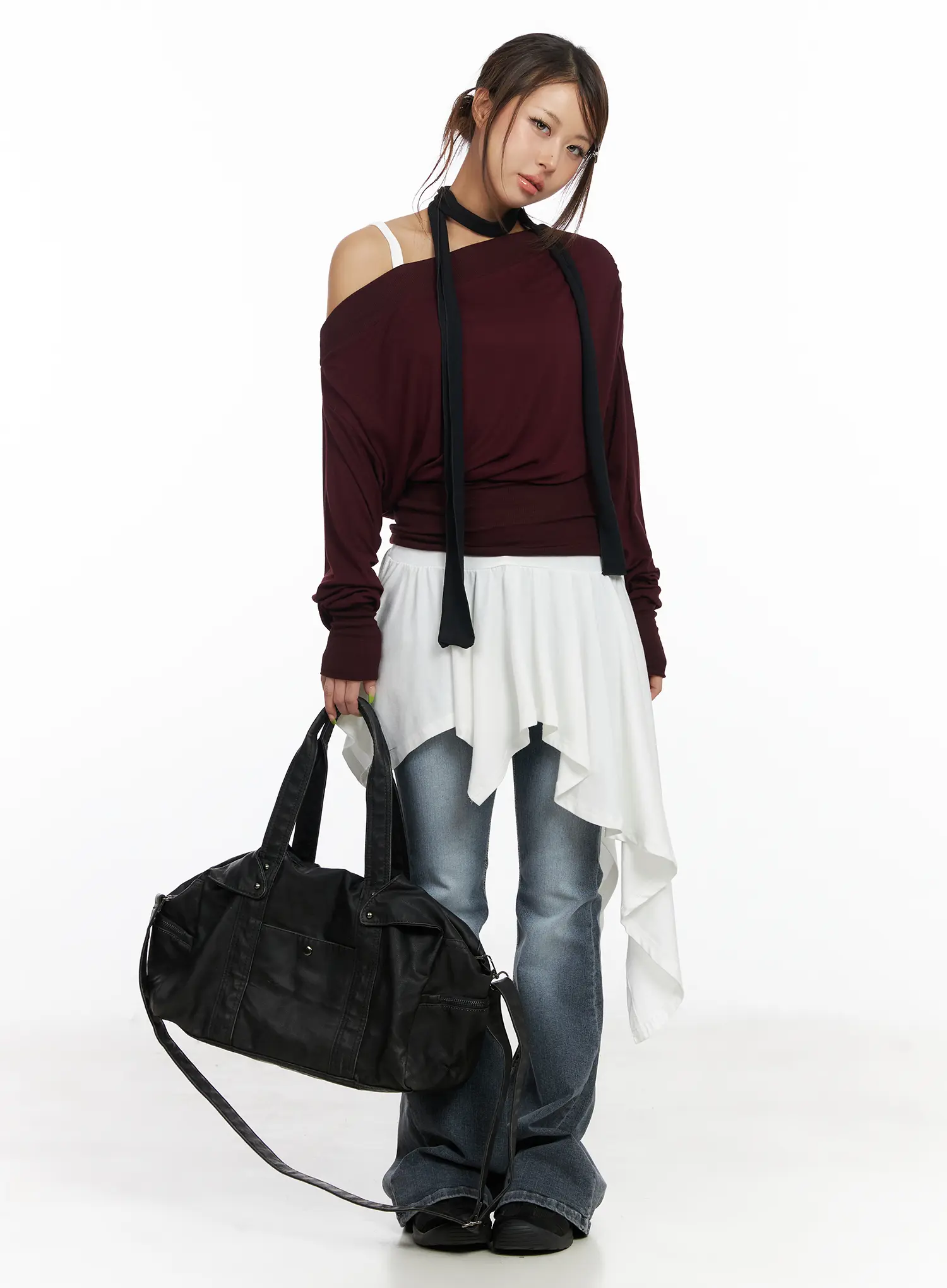 Asymmetric One-Shoulder Long Sleeve Top CF513 - Image 3