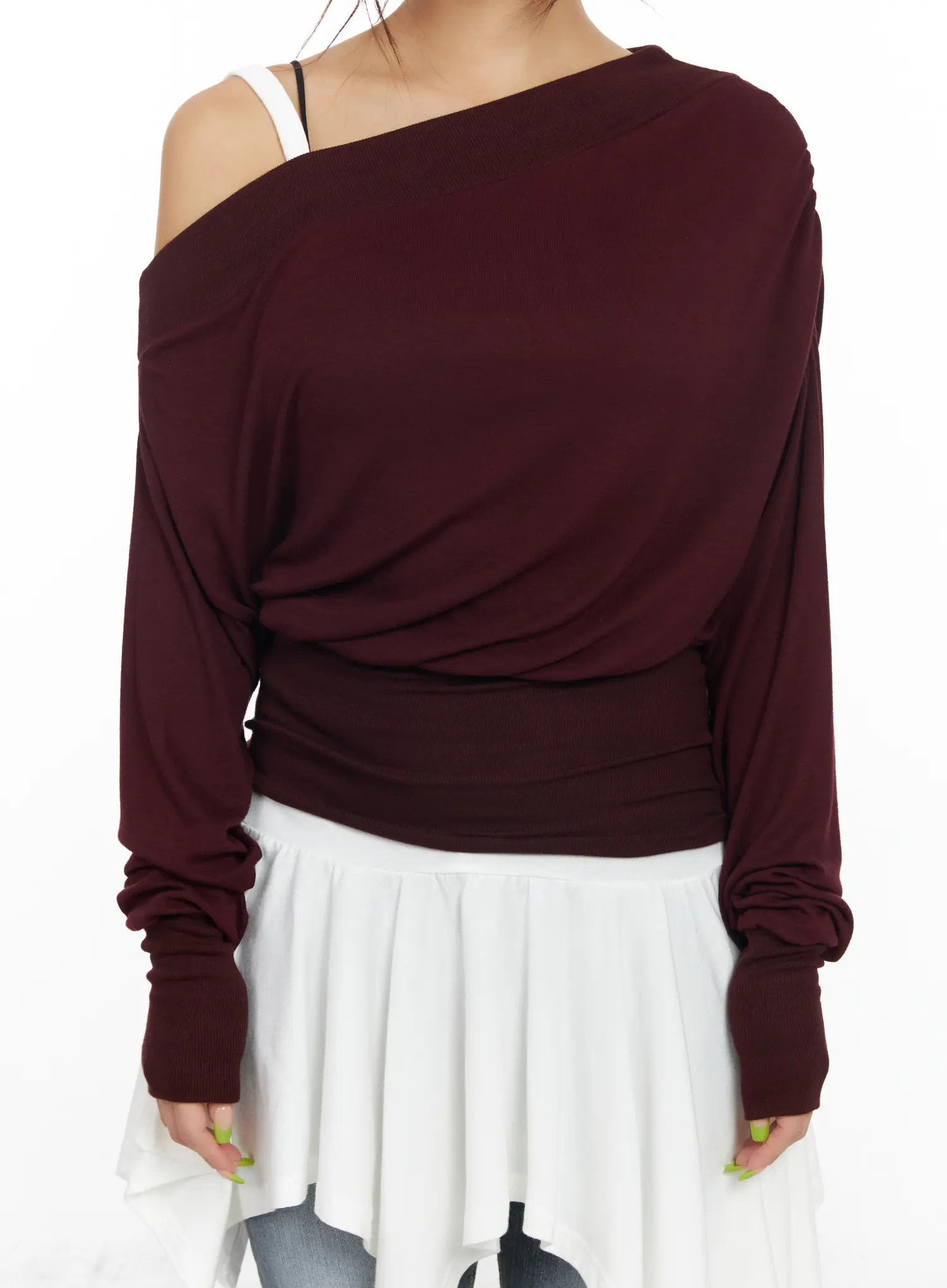Asymmetric One-Shoulder Long Sleeve Top CF513 - Image 5