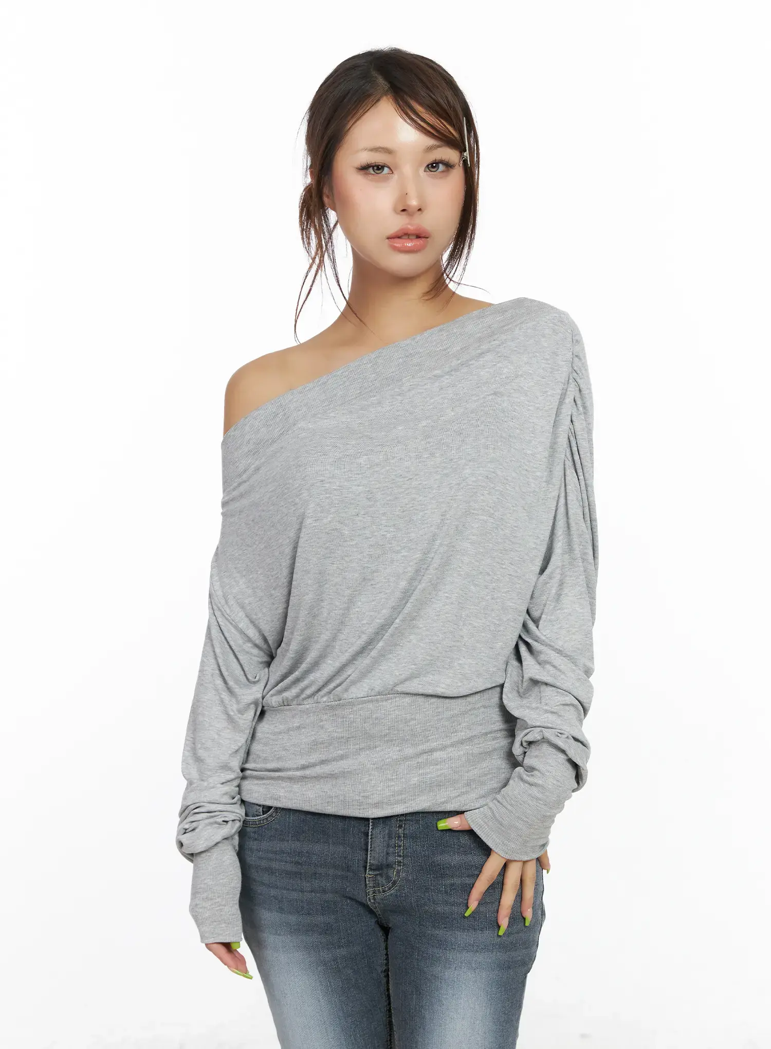 Asymmetric One-Shoulder Long Sleeve Top CF513 - Image 6