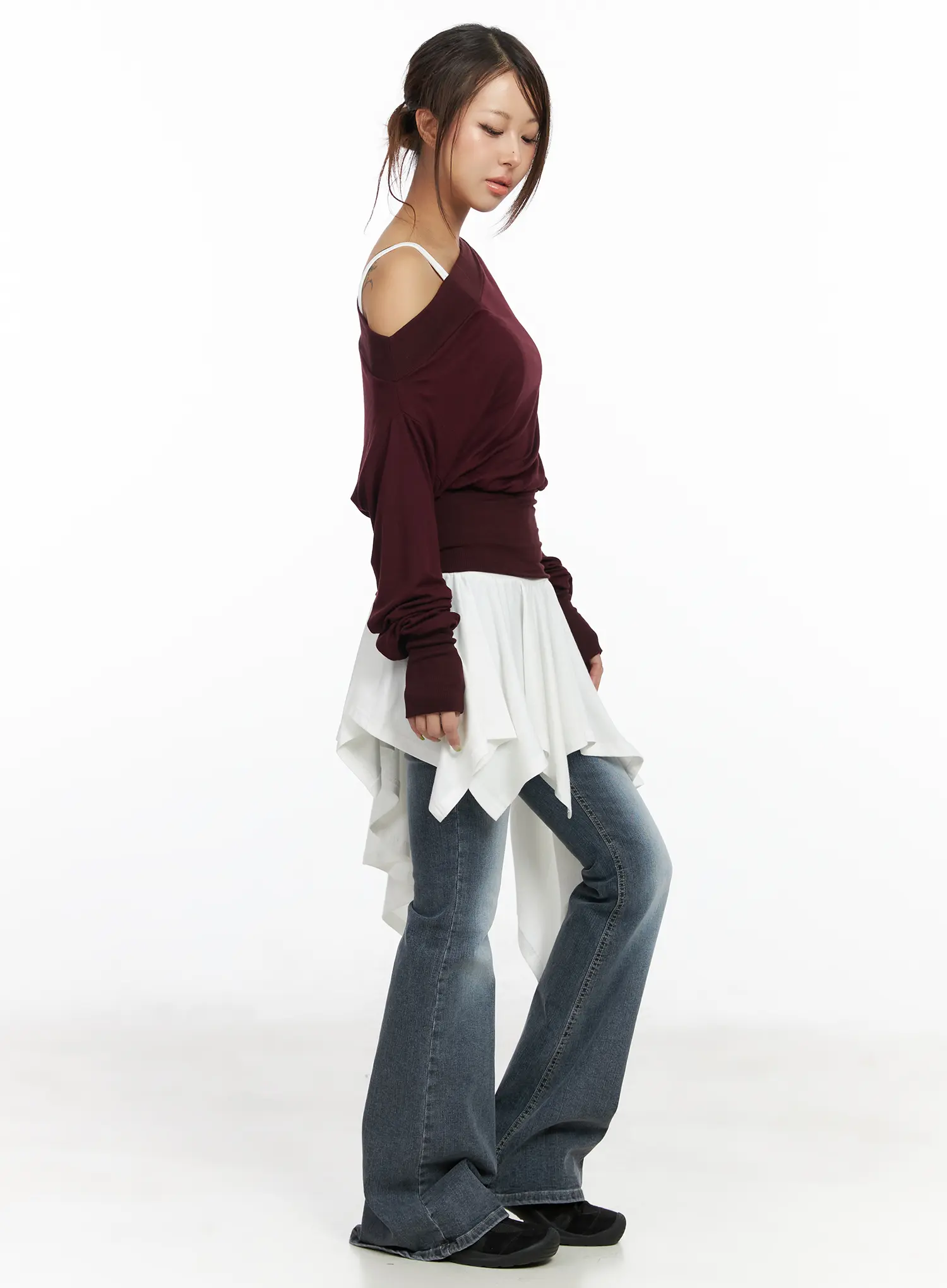 Asymmetric One-Shoulder Long Sleeve Top CF513 - Image 8