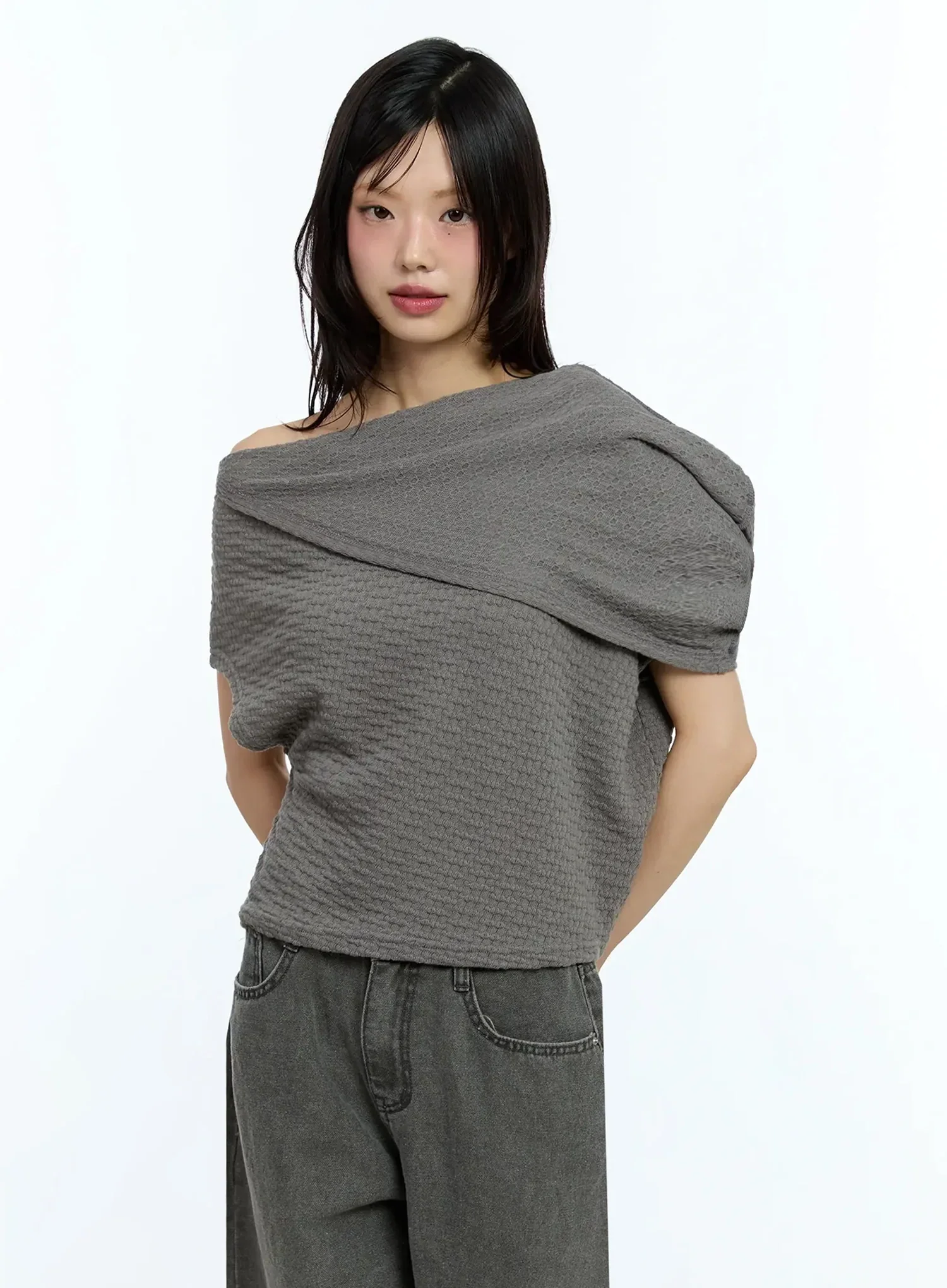Asymmetric One-Shoulder Loose-Fit Top IU525 - Image 11