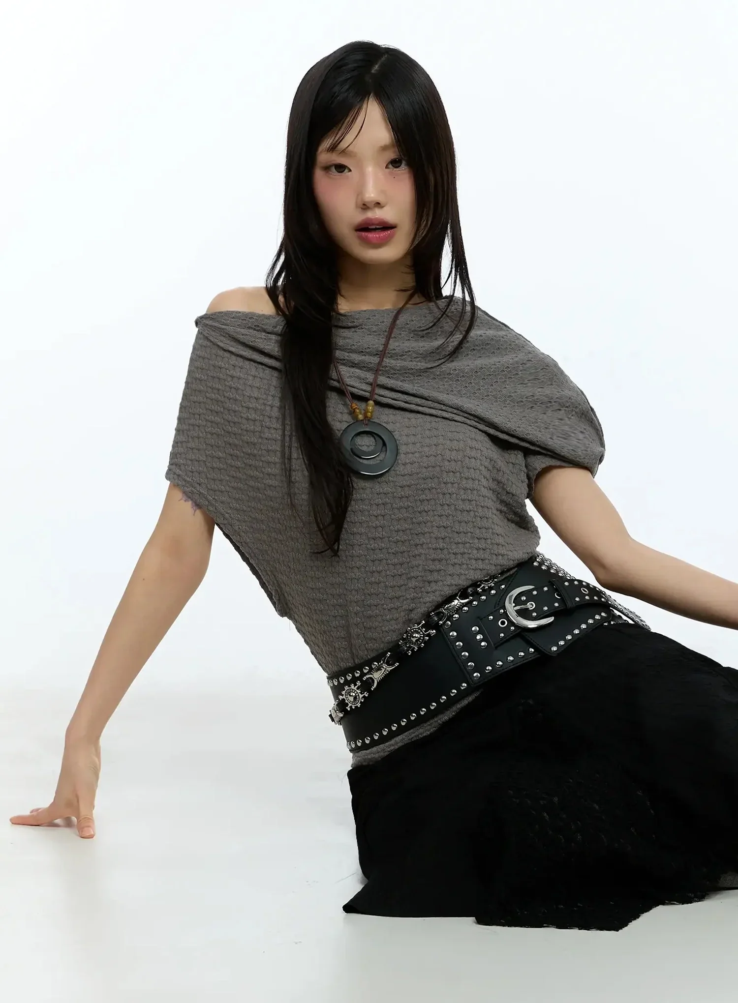 Asymmetric One-Shoulder Loose-Fit Top IU525 - Image 13