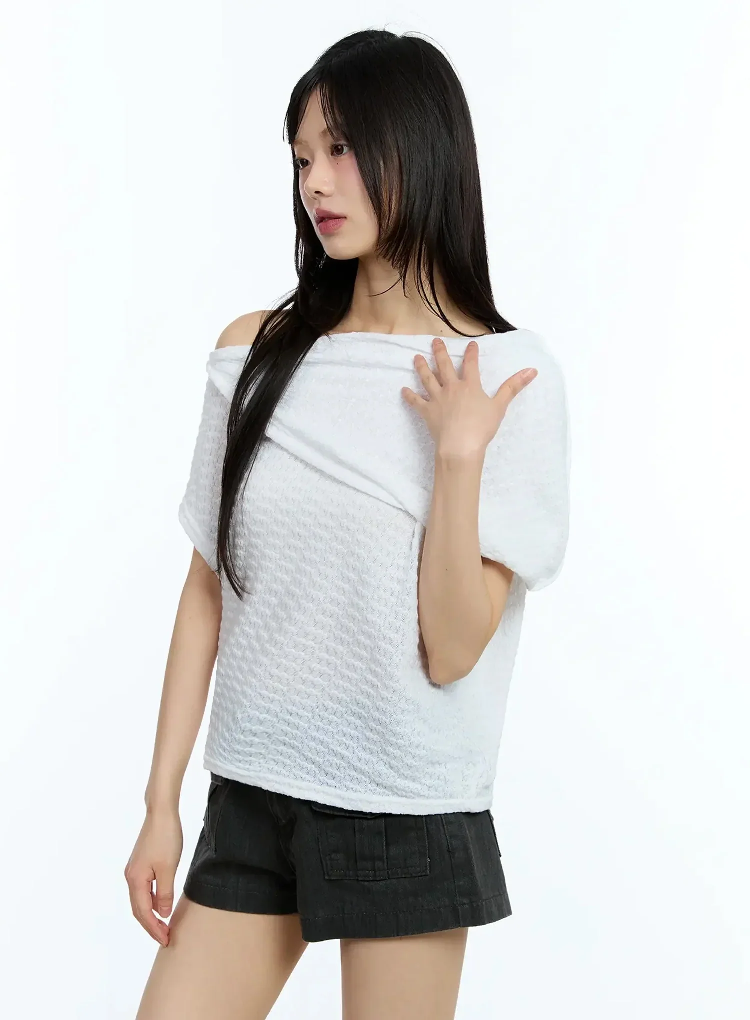 Asymmetric One-Shoulder Loose-Fit Top IU525 - Image 16