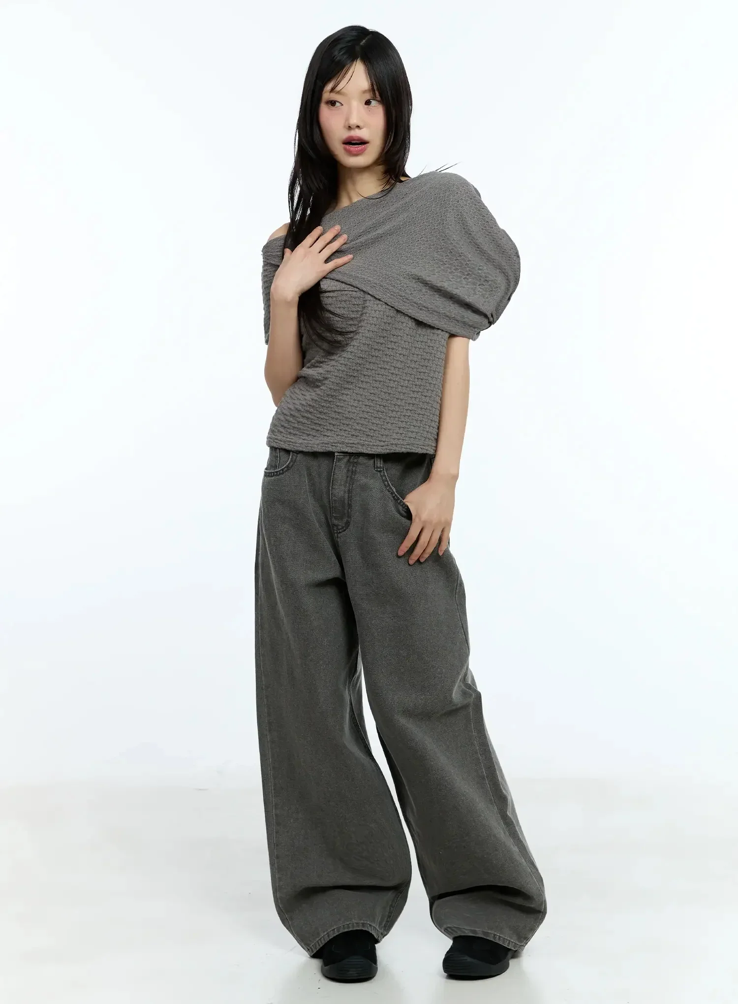 Asymmetric One-Shoulder Loose-Fit Top IU525 - Image 5